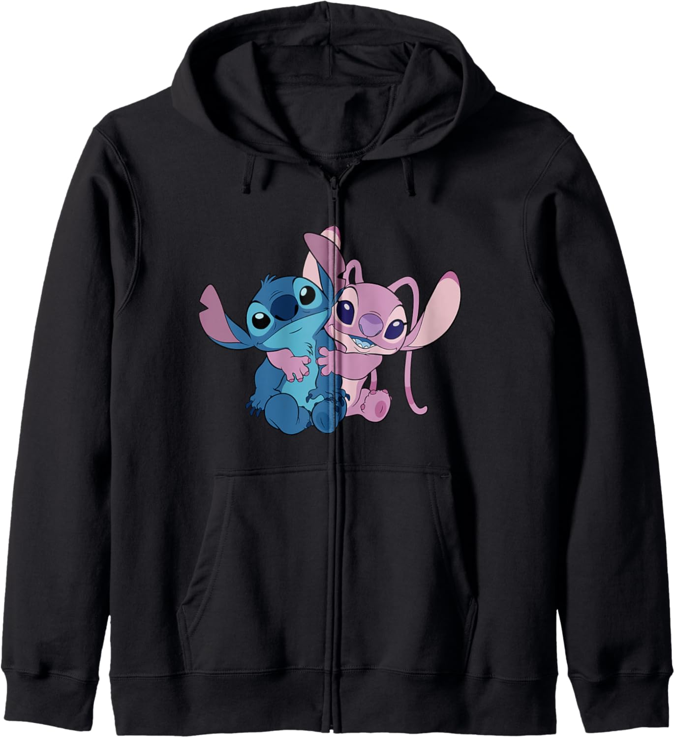 Disney Stitch & Angel Hug Valentine's Day Couples 2-Sided Zip Hoodie
