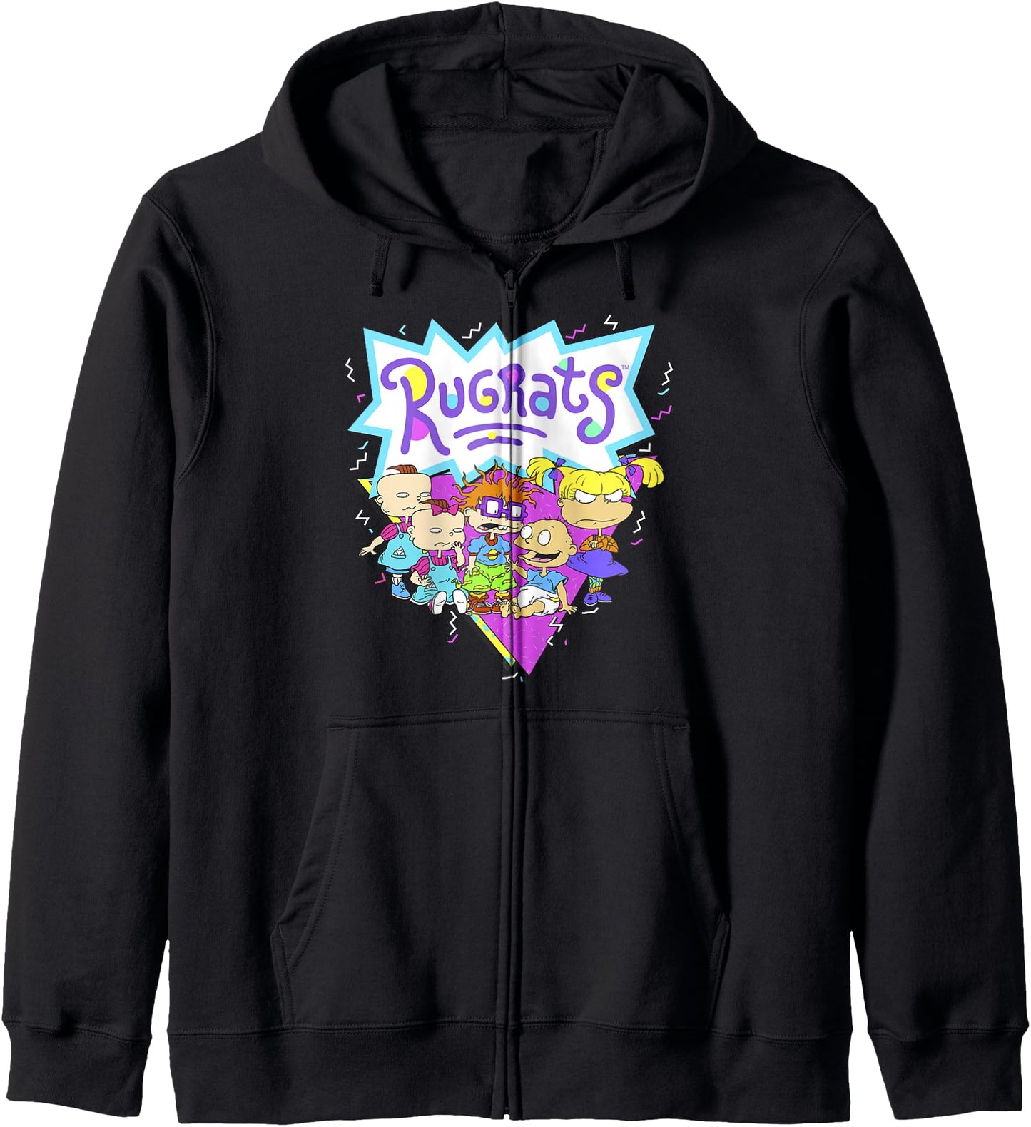 Rugrats Group Shot Retro Geometric Logo Zip Hoodie