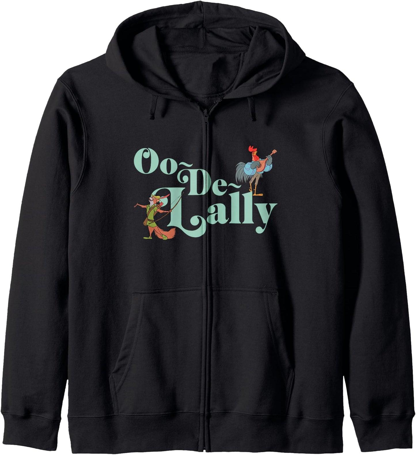 Disney Robin Hood Oo-De-Lally Iconic Quote Chest Text Logo Zip Hoodie