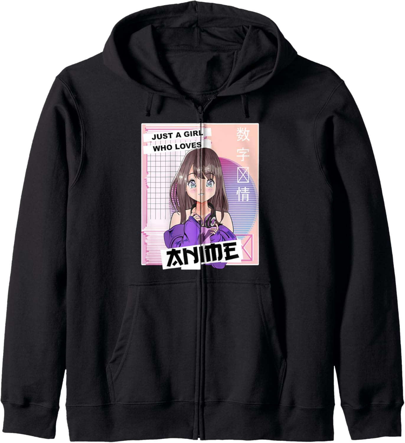 Just A Girl Who Loves Anime - Vaporwave Aesthetic Anime Zip Hoodie