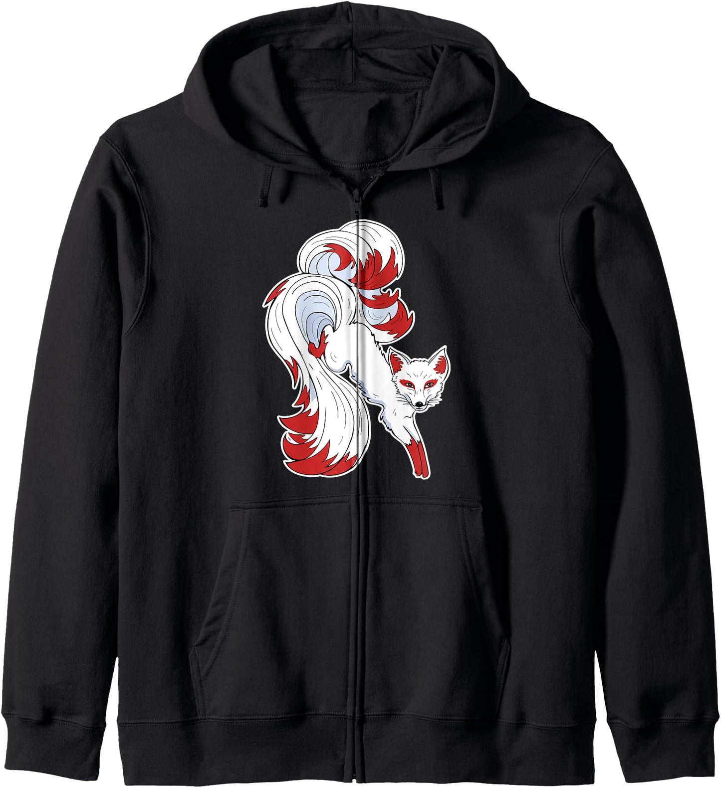 Japanese Nine Tailed Fox Zip Hoodie