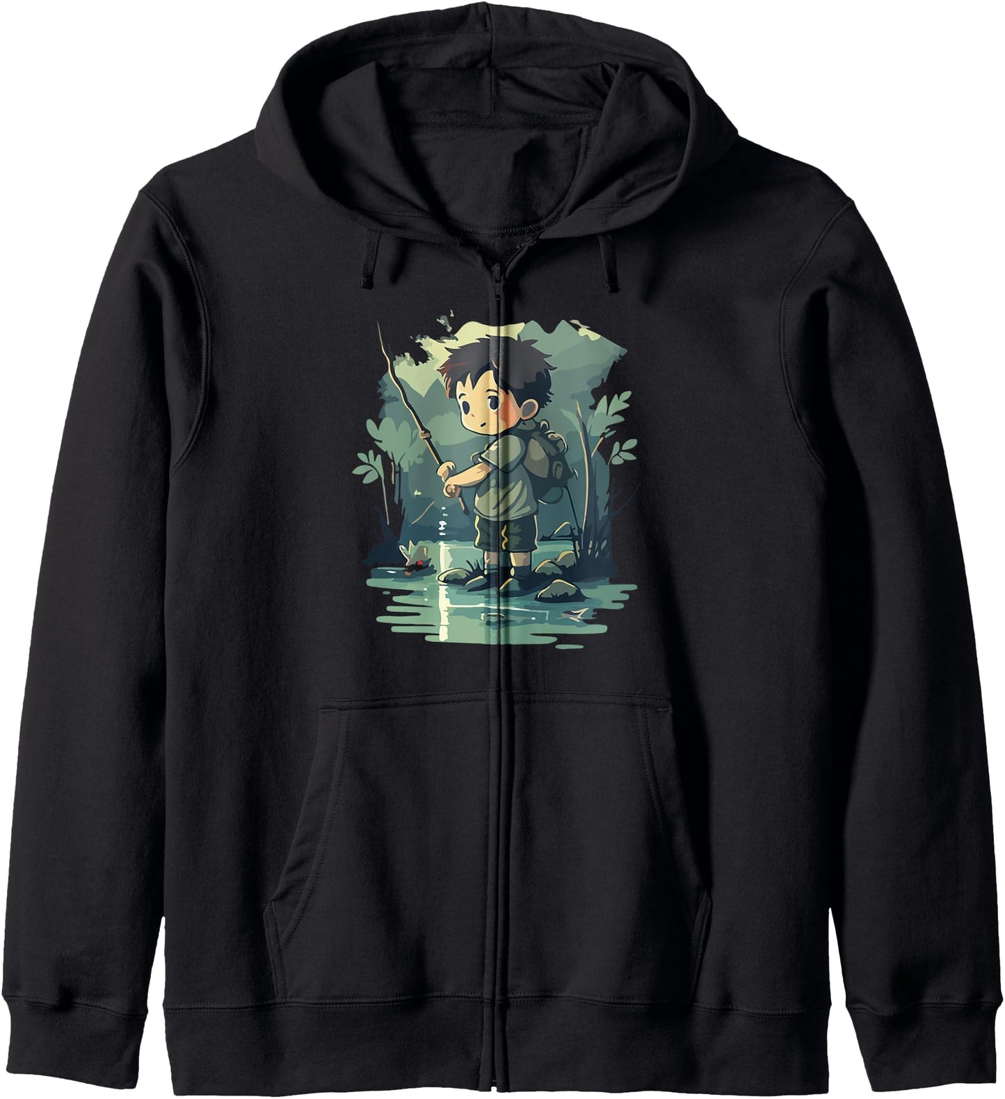 Anime Boy Fishing Cute Fishing Anime Hoodie