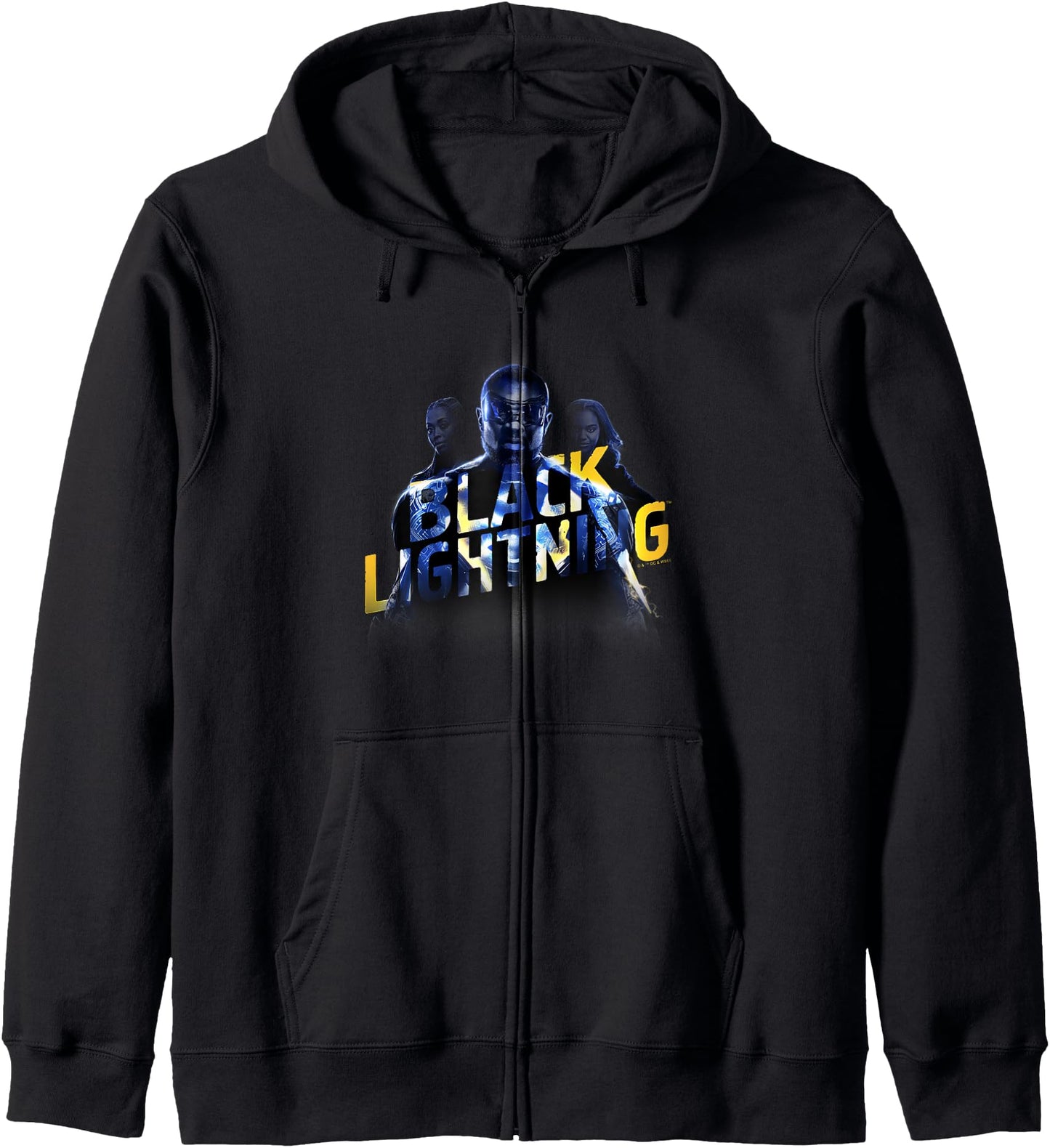 Black Lightning Super Hero Vigilante Character Logo Zip Hoodie