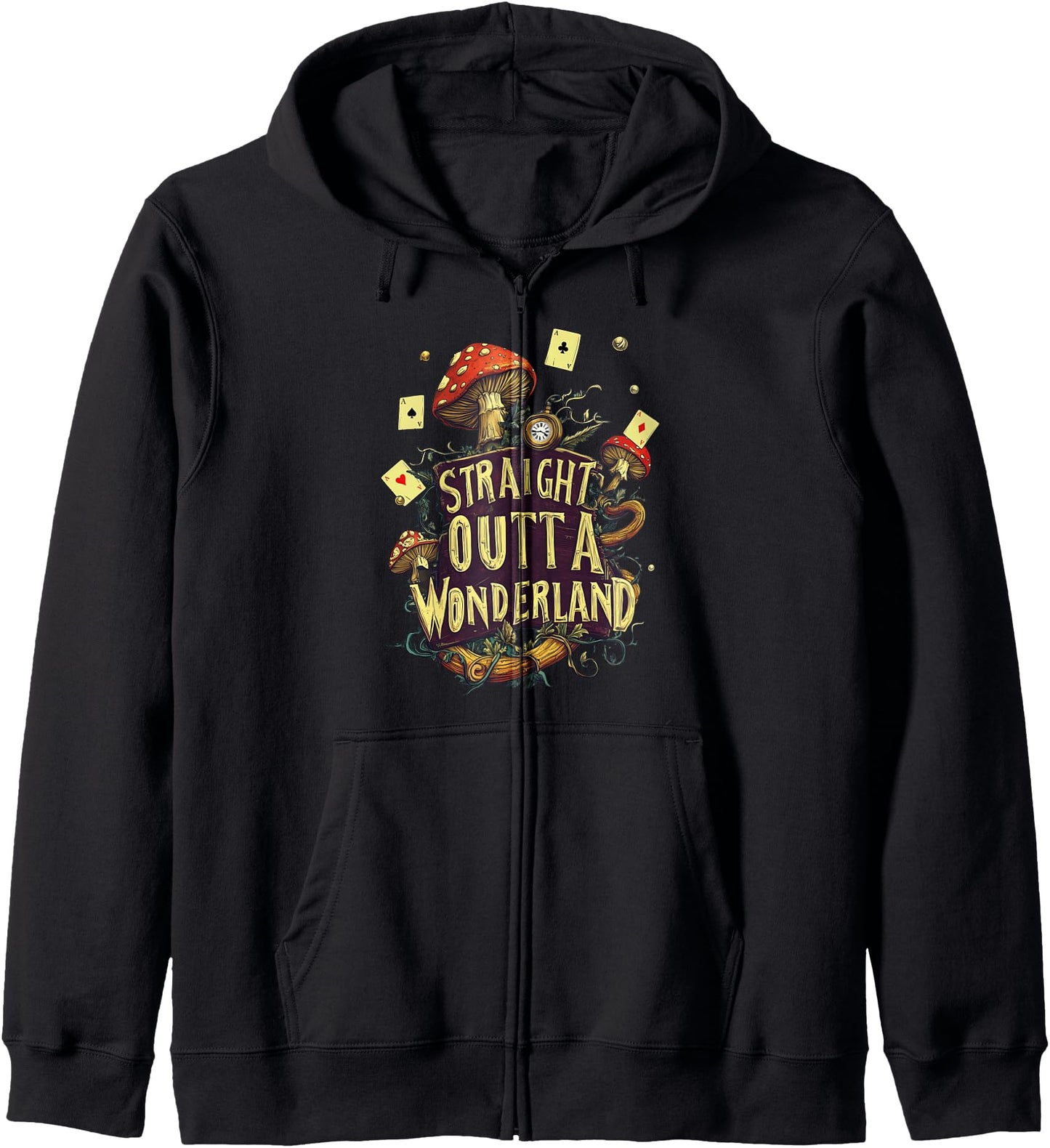 Alice in Wonderland - Fantasy World Novel Adventures Vintage Zip Hoodie