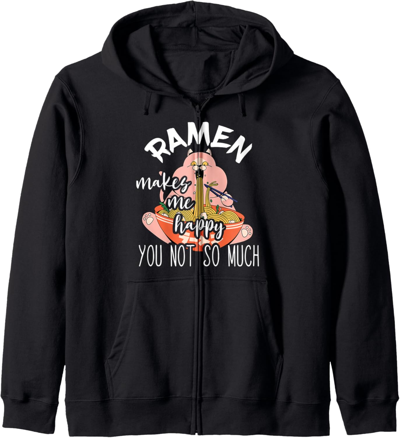 Ramen Bowl Japanese Noodles Lover Funny Cat Kawaii Anime Zip Hoodie