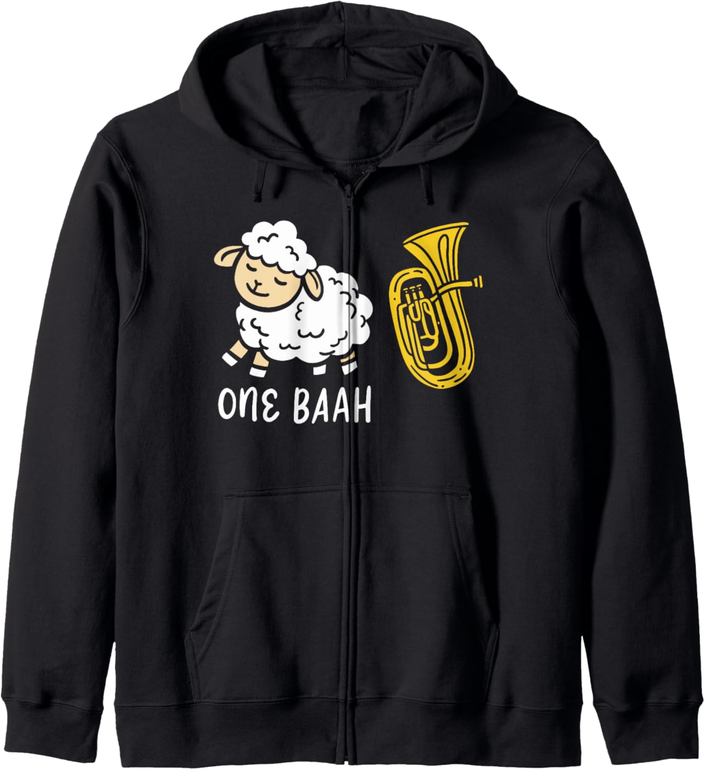 Cute Sheep Tuba Player One Baah - Tuba Zip Hoodie