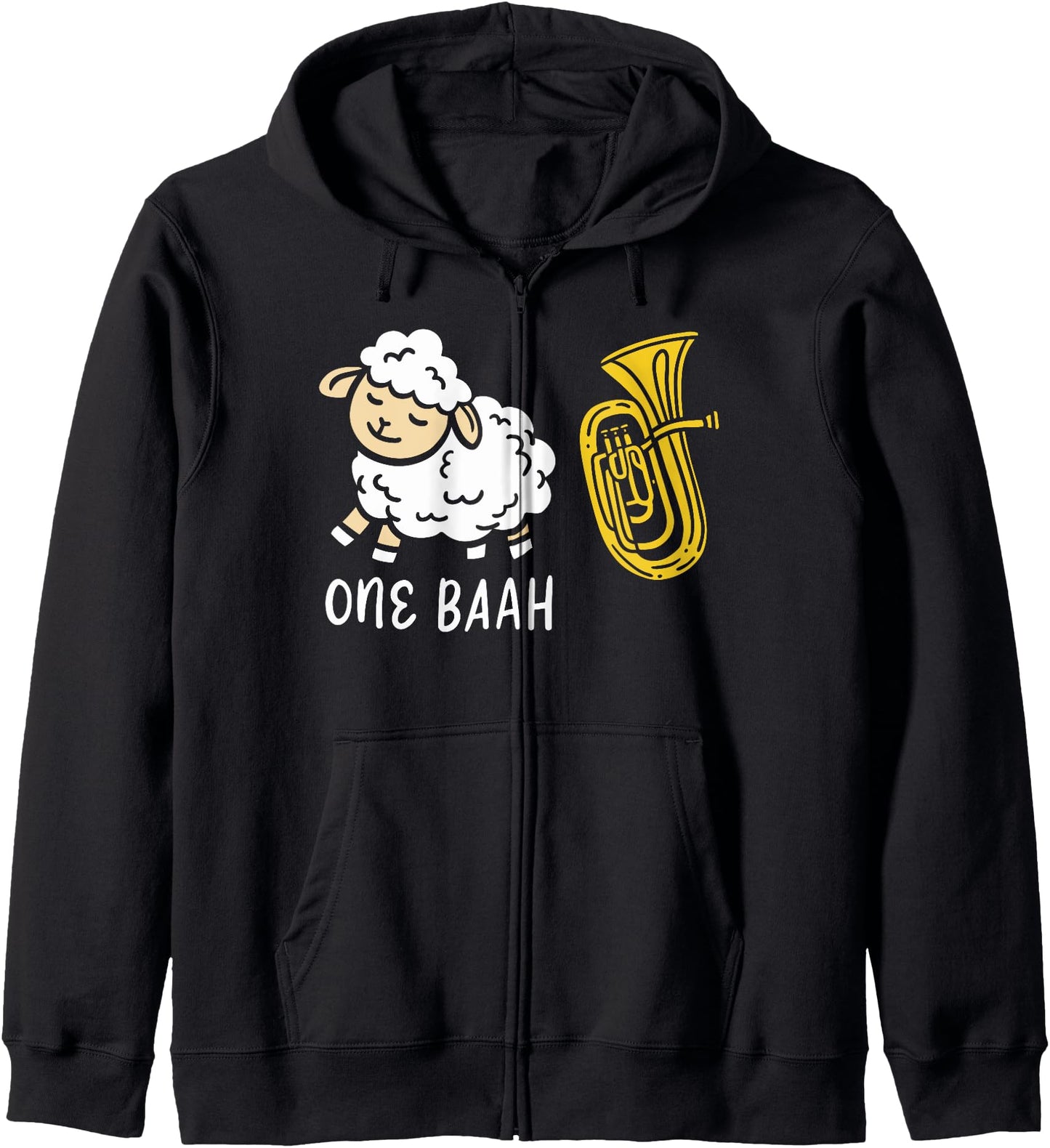 Cute Sheep Tuba Player One Baah - Tuba Zip Hoodie