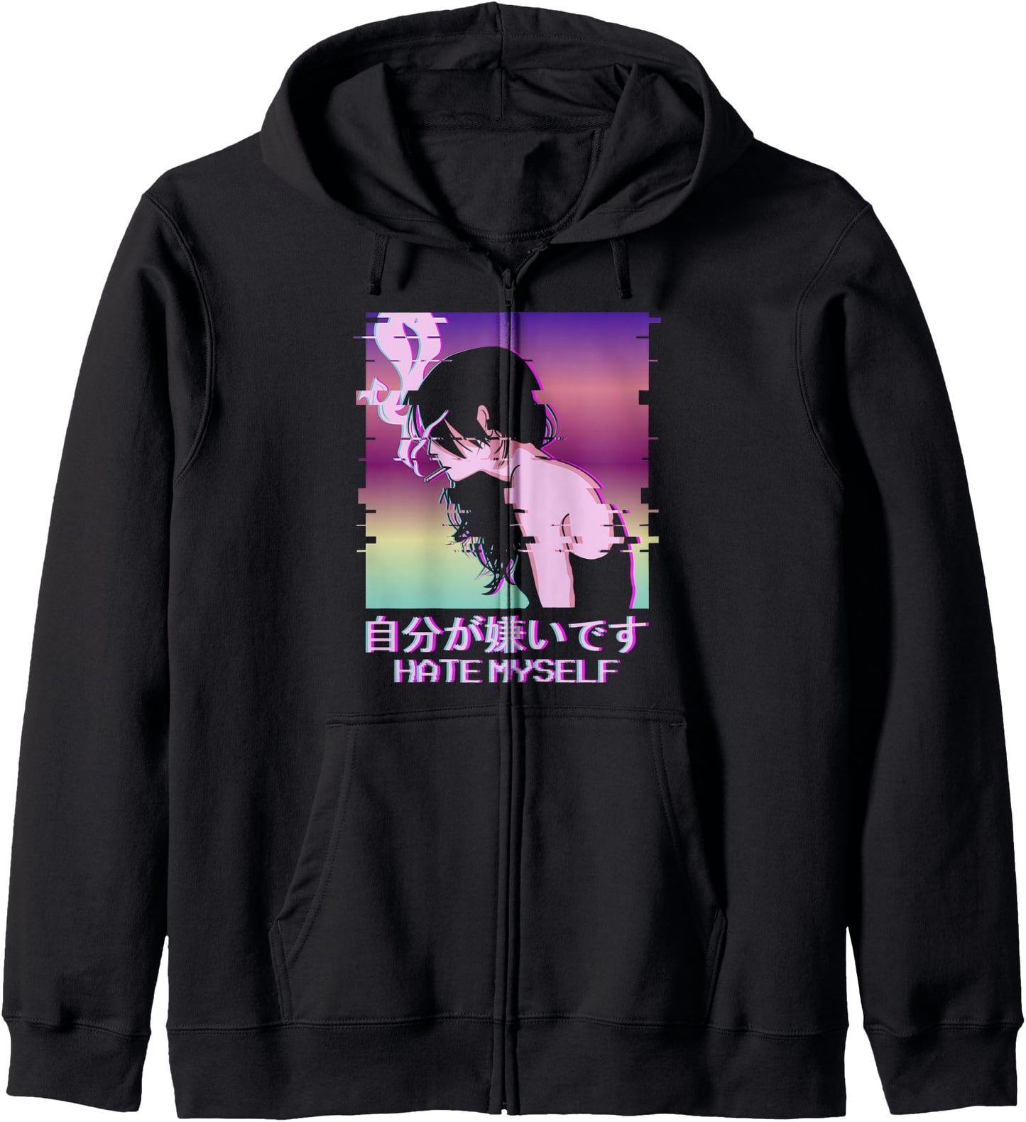 Hate Myself Lofi Vaporwave Alt Indie Aesthetic Anime Girl Hoodie