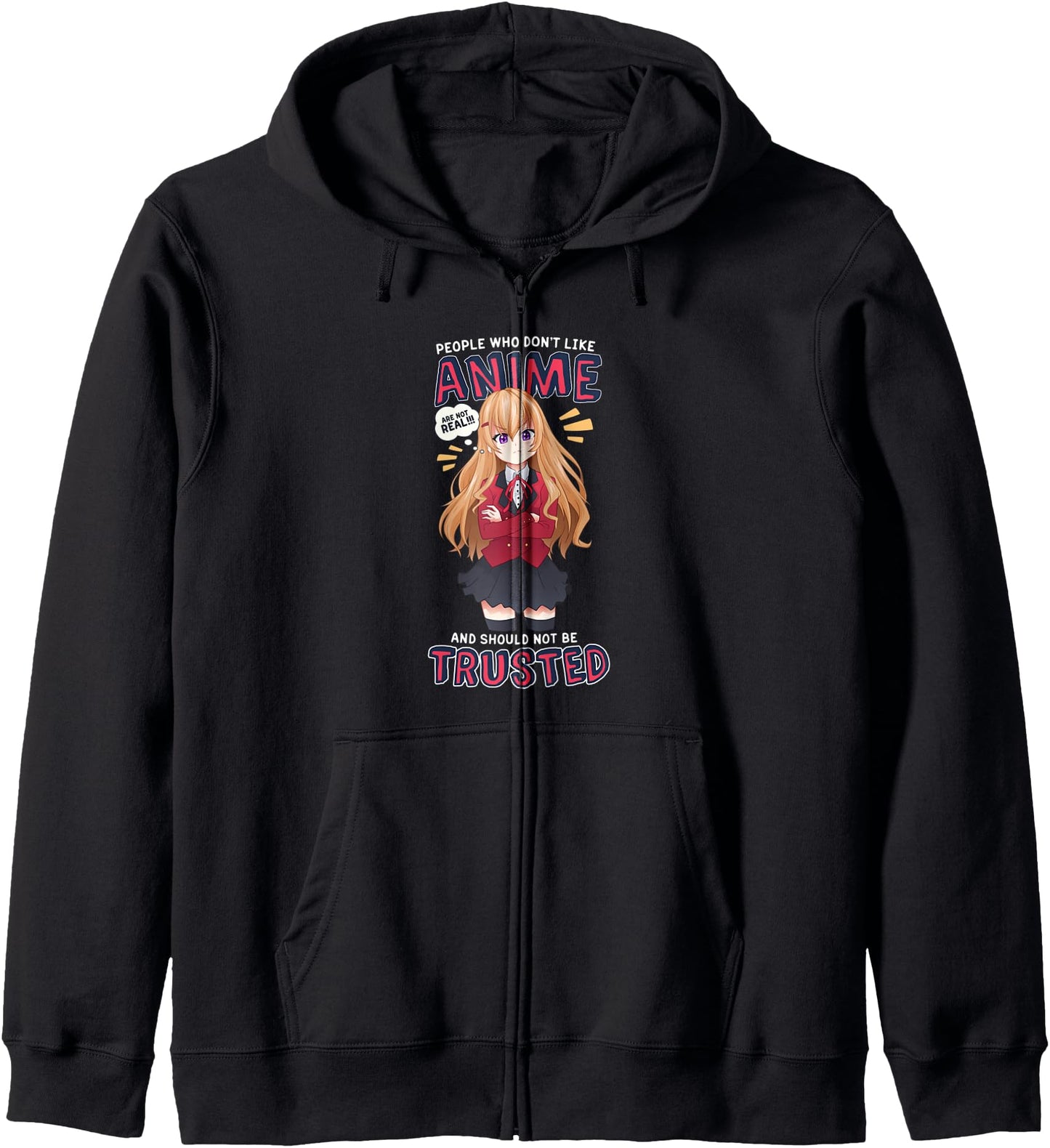 Kawaii Cute Don't Like Anime Not Trusted Girl Otaku Japanese Zip Hoodie