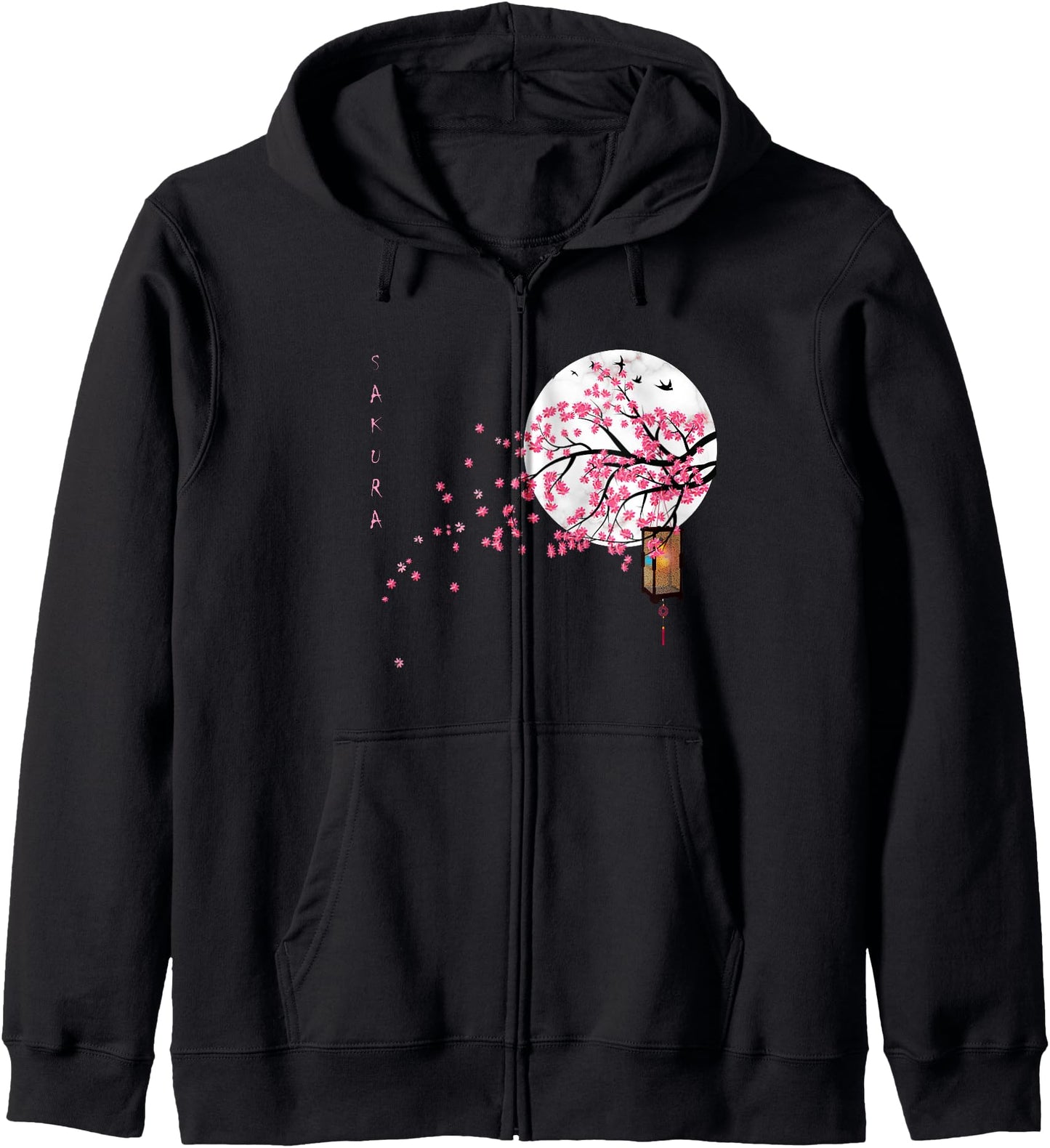 Sakura Cherry Blossom Japanese Graphical Art Flower Zip Hoodie