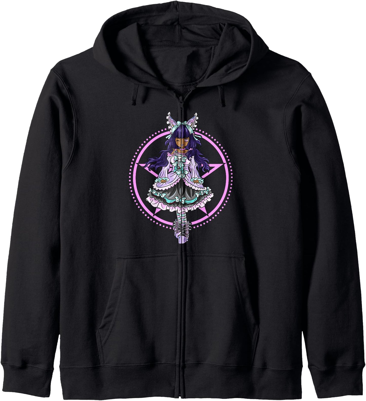 Pastel Goth Black Girl Lolita Princess Court Dress Anime Hoodie