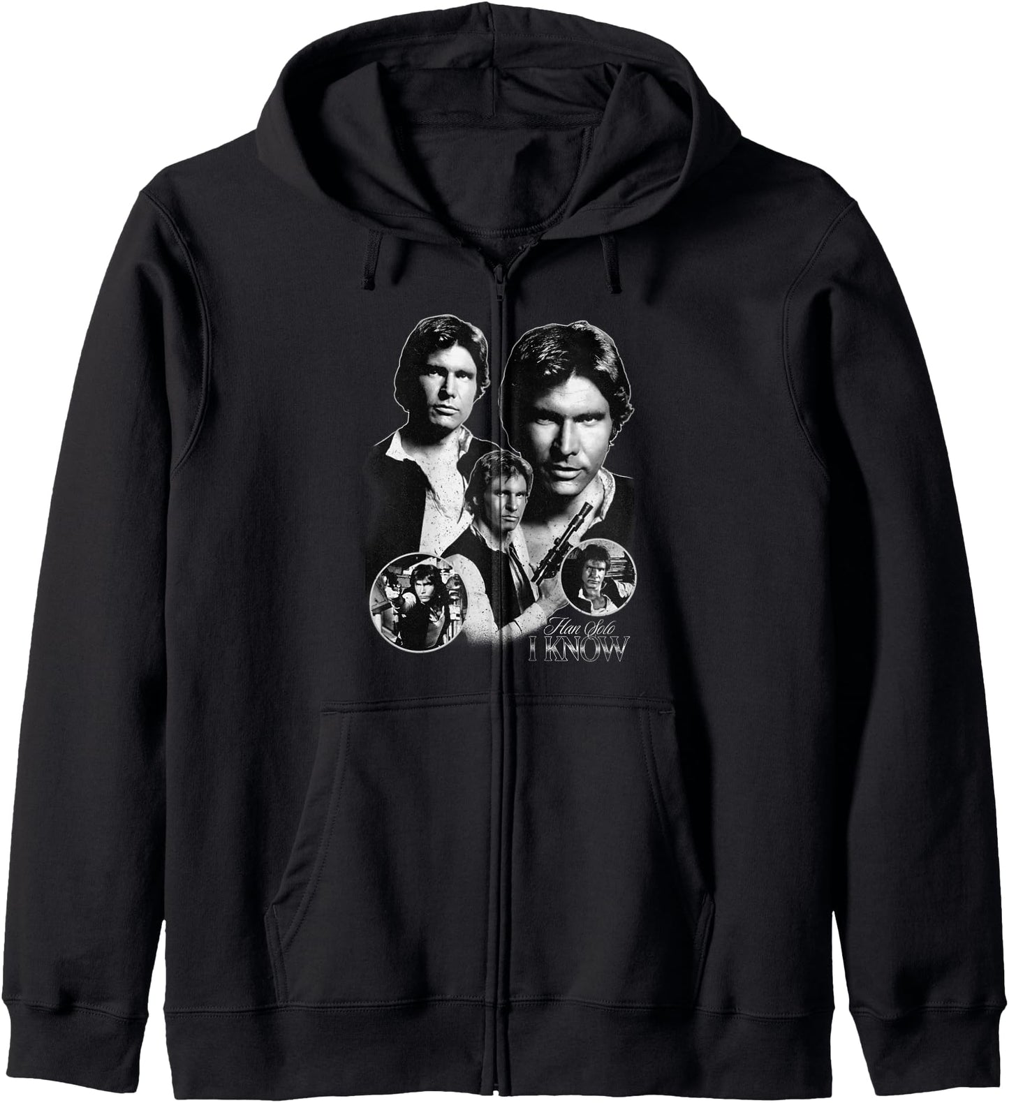 Star Wars Han Solo I Know Black & White Portrait Zip Hoodie
