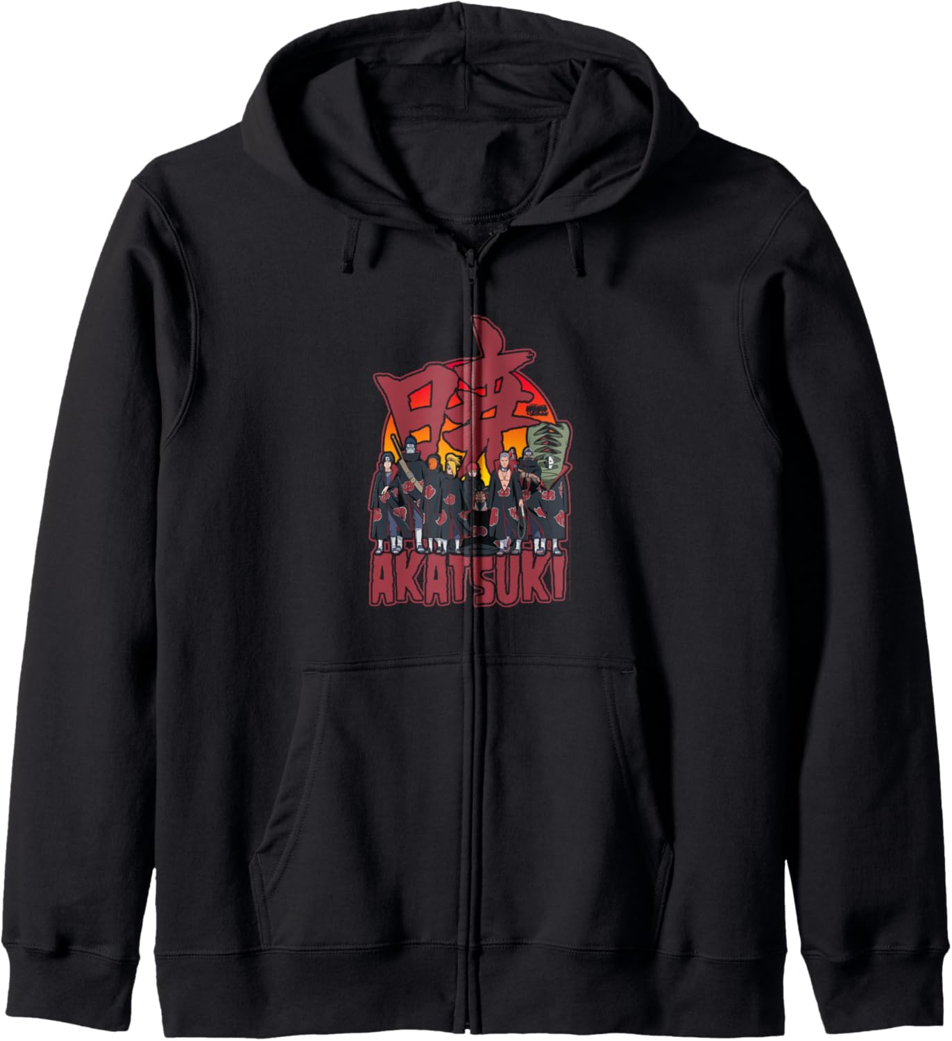 Naruto Shippuden Akatsuki Group with Kanji Anime Hoodie