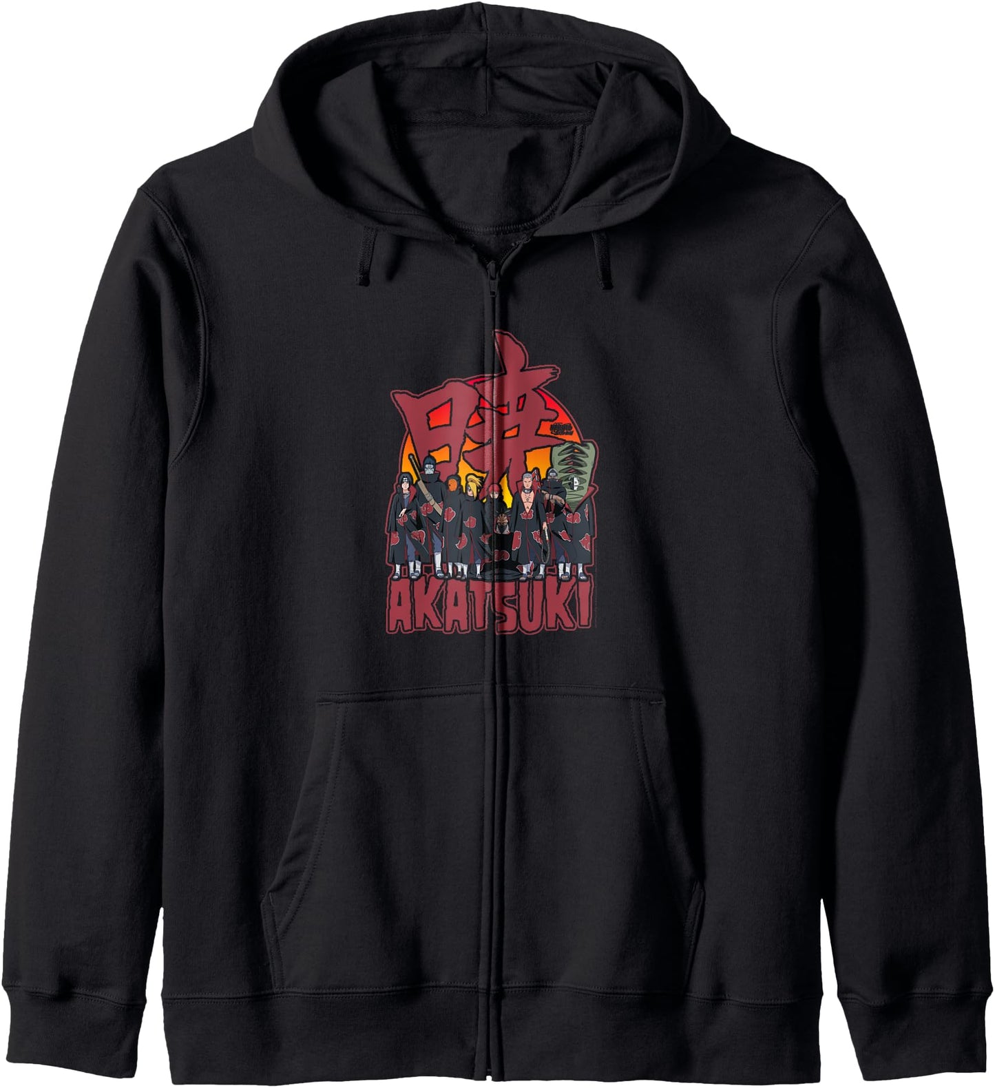 Naruto Shippuden Akatsuki Group with Kanji Anime Hoodie