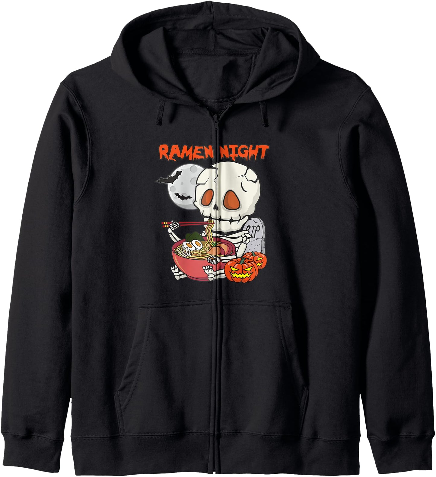 Kawaii Japanese Skeleton Eating Ramen Halloween Anime Lover Hoodie