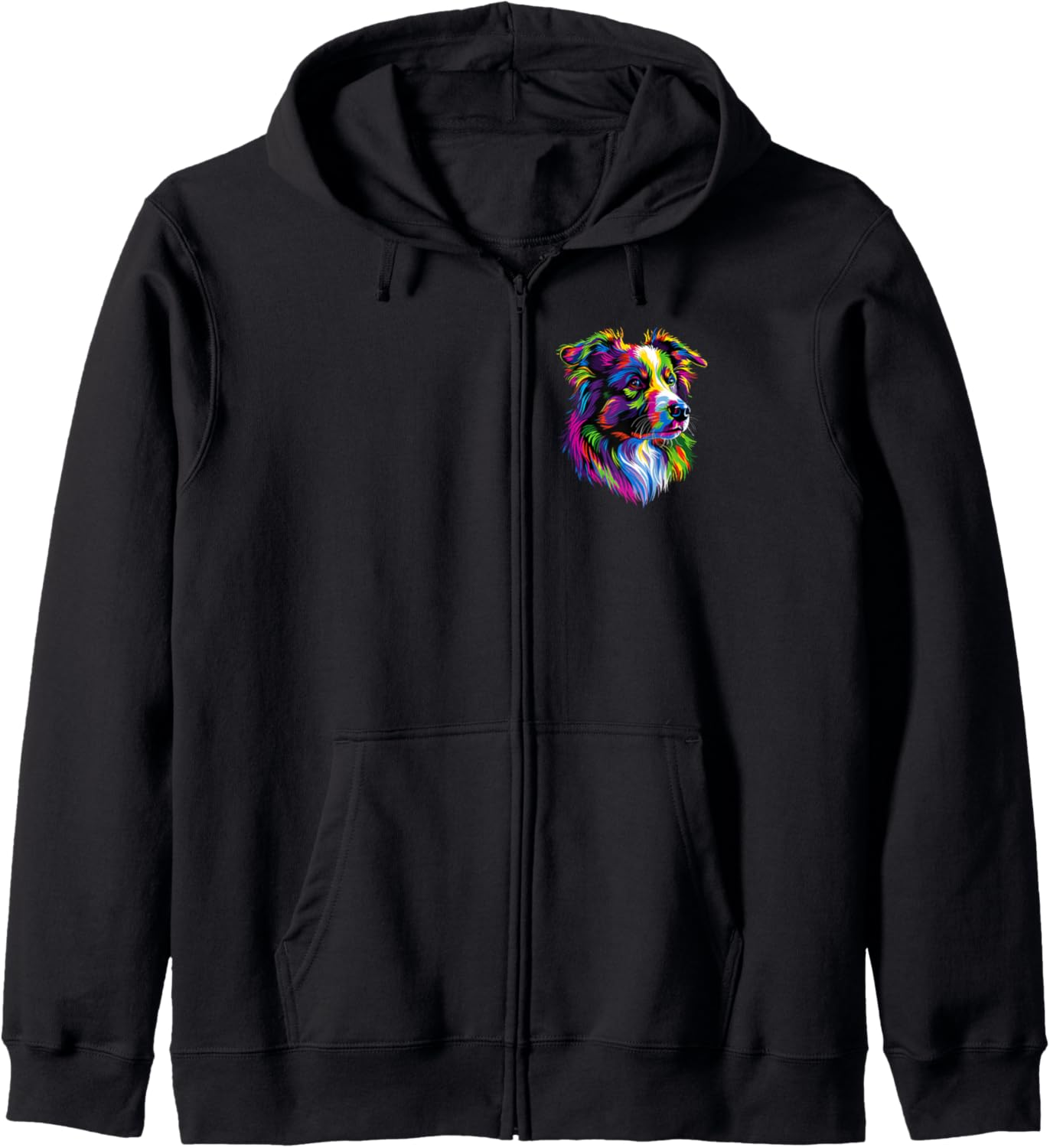 Australian Shepherd Dog Colorful Pop Art Rainbow Cute Aussie Zip Hoodie