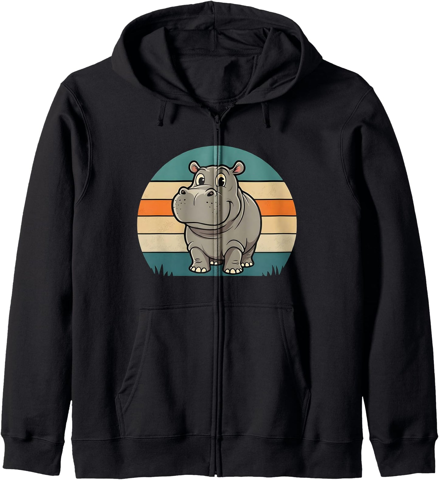 Cool Hippo Hippopotamus Animal Lover Gift for Men Women Zip Hoodie