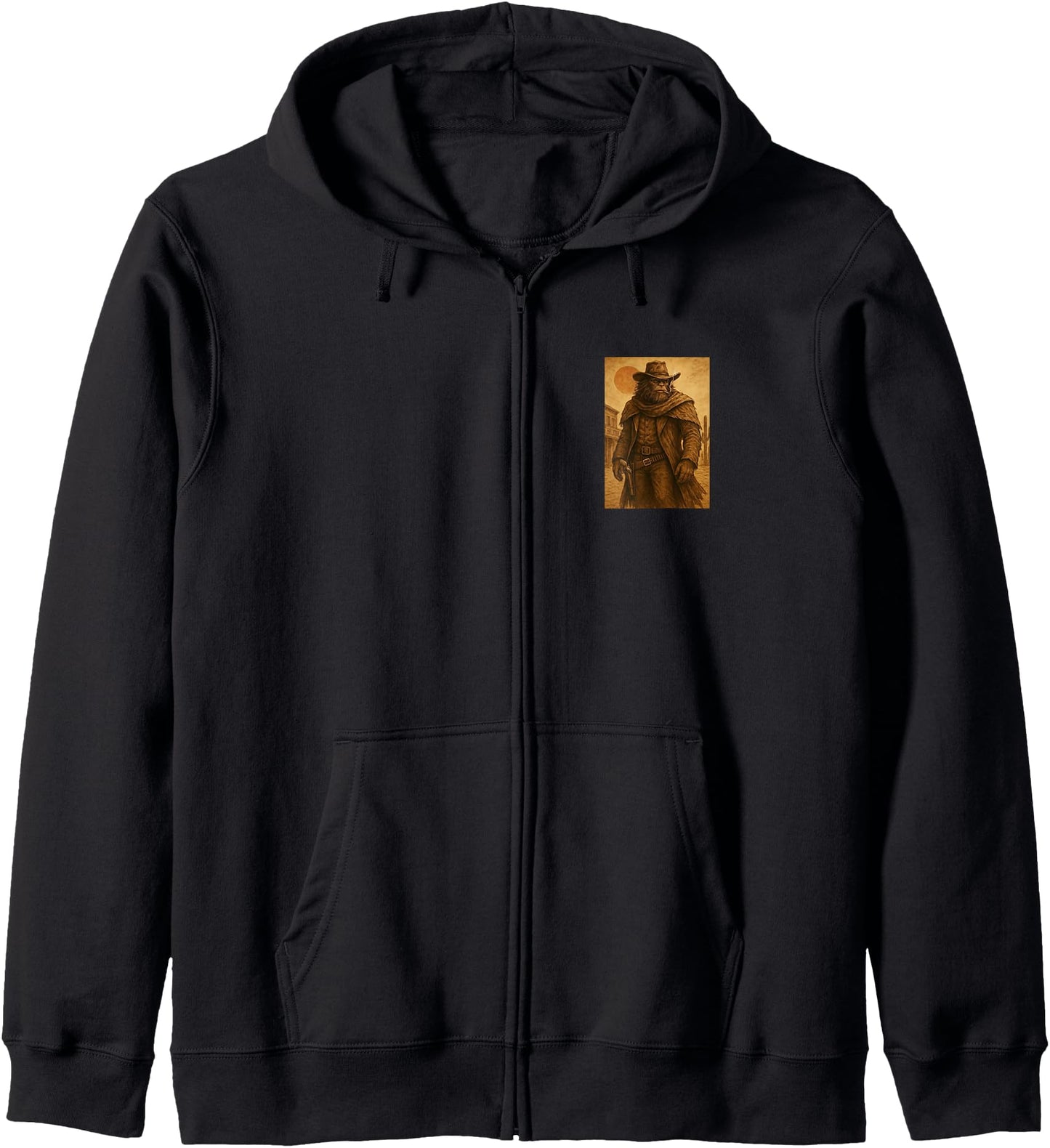 Wild West Bigfoot Vintage Graphic Art Sasquatch Cowboy Lover Zip Hoodie