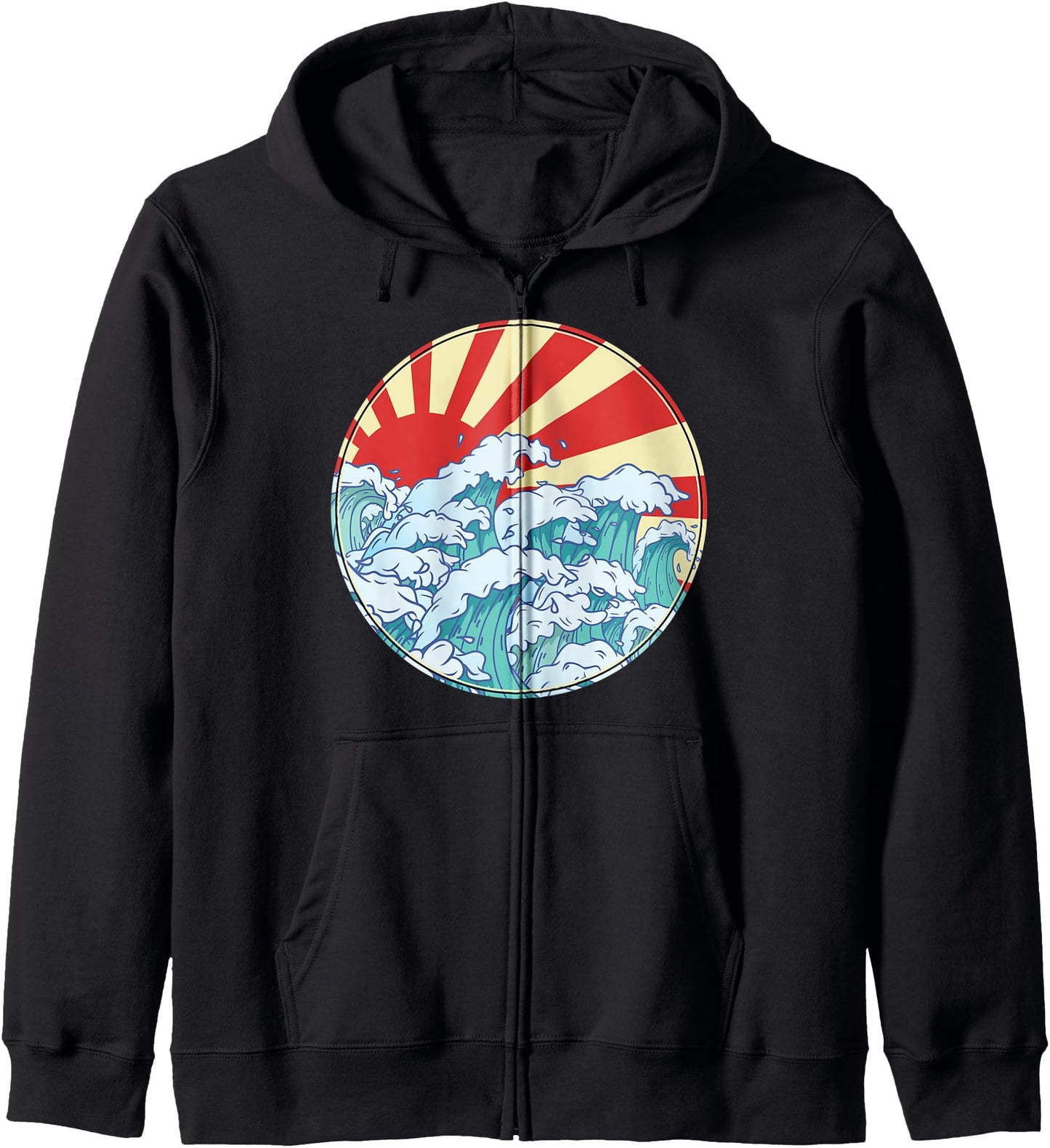The Great Wave Off Kanagawa Hokusai Manga Cartoon Japanese Zip Hoodie