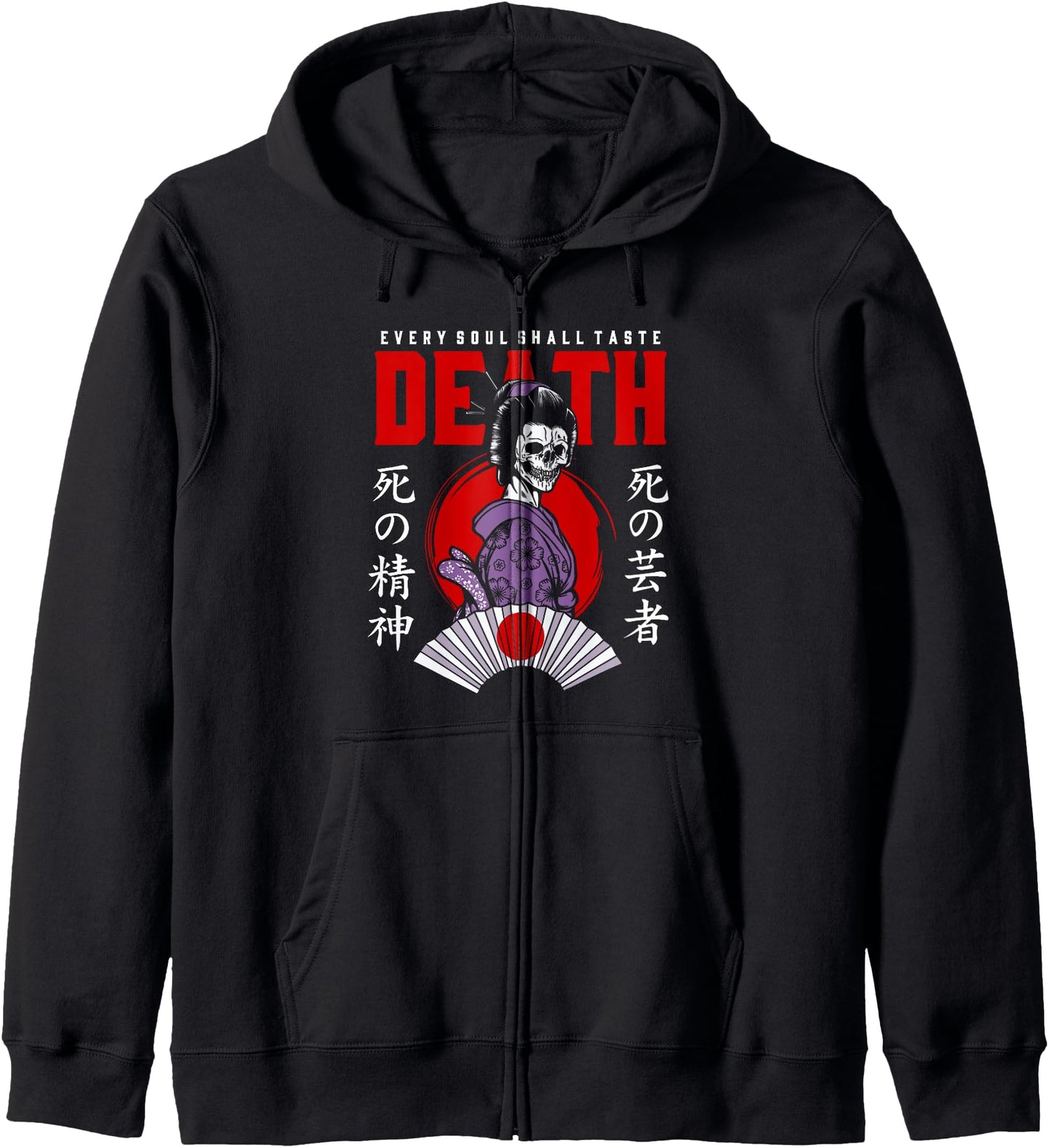 Skeleton Geisha Skull Goth Soft Grunge Japanese Aesthetic Zip Hoodie