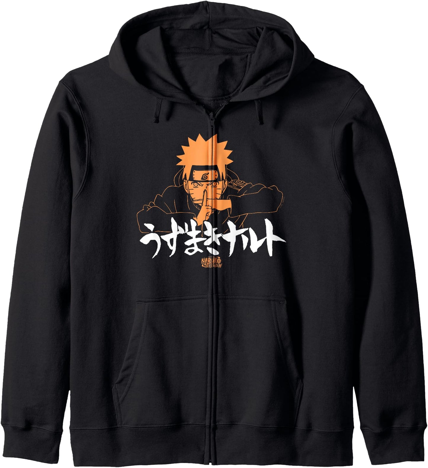 Naruto Shippuden Linear Naruto Jutsu with Kanji Hoodie