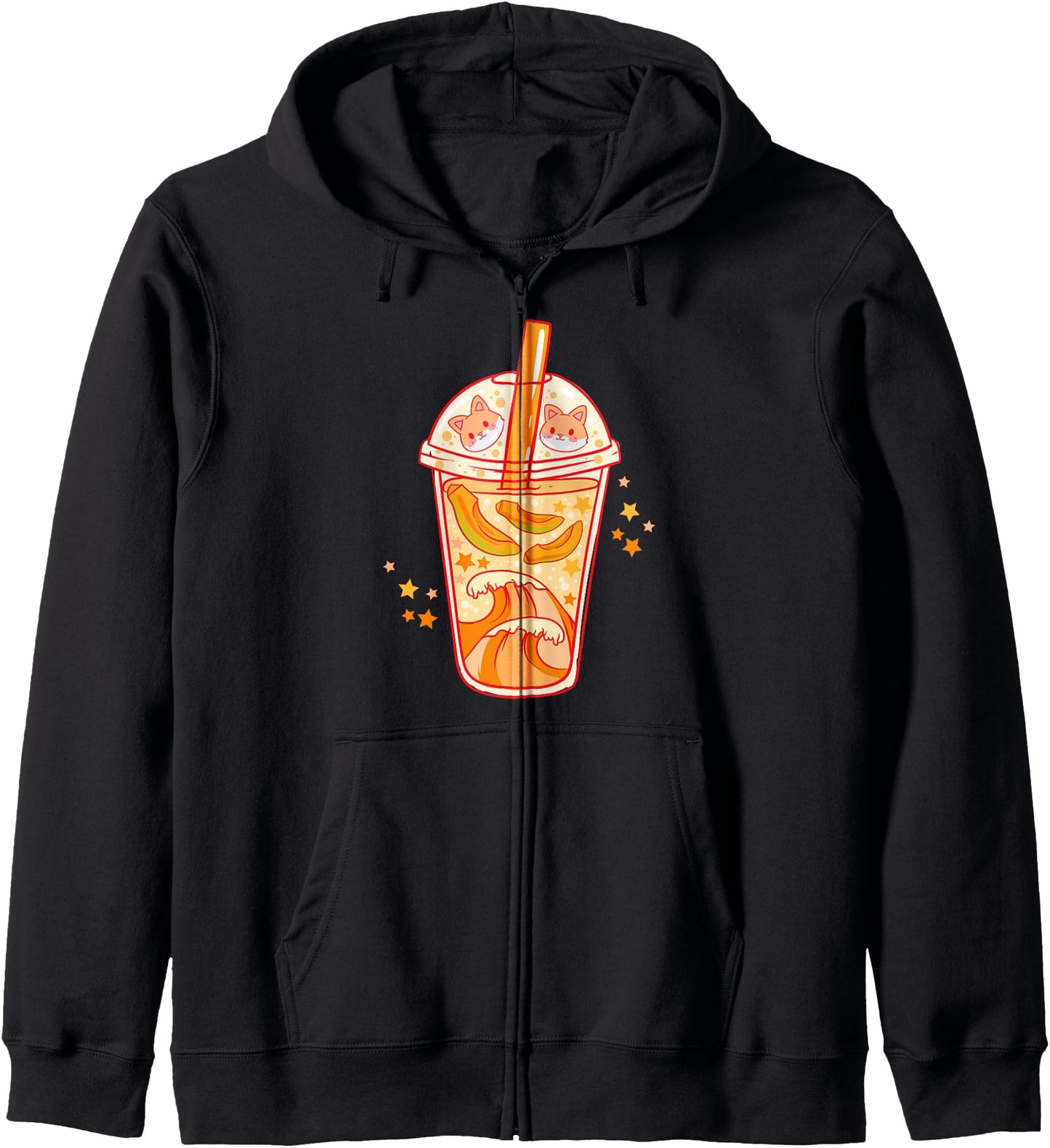 Papaya Cat Kitten Milkshake - Cute Kawaii Anime Retro Hoodie