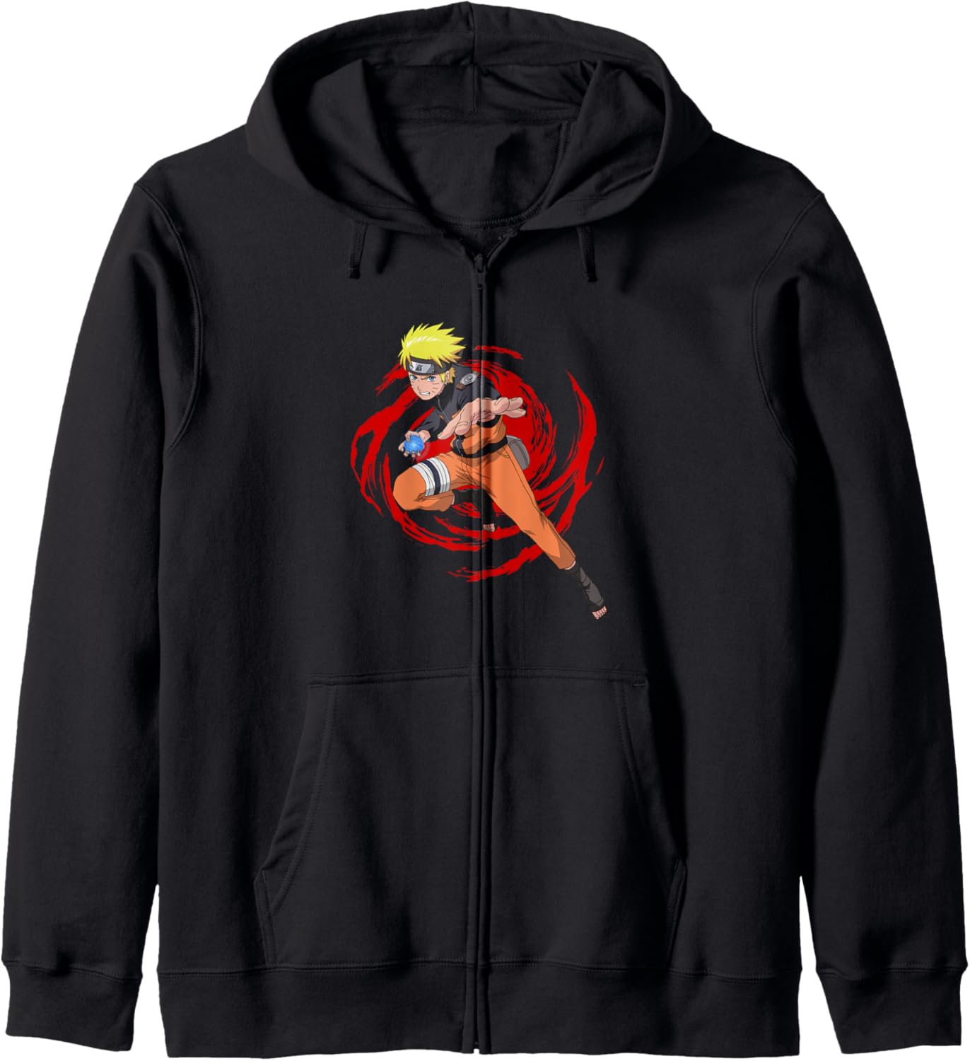 Naruto Shippuden Naruto on Red Swirl Anime Zip Hoodie