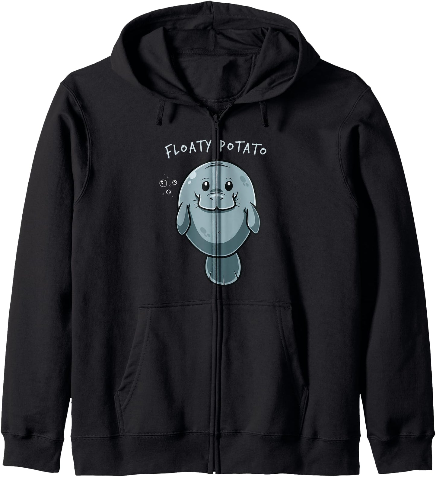 Floaty Potato Funny Kawaii Manatee Sea Animal Fish Cute Zip Hoodie