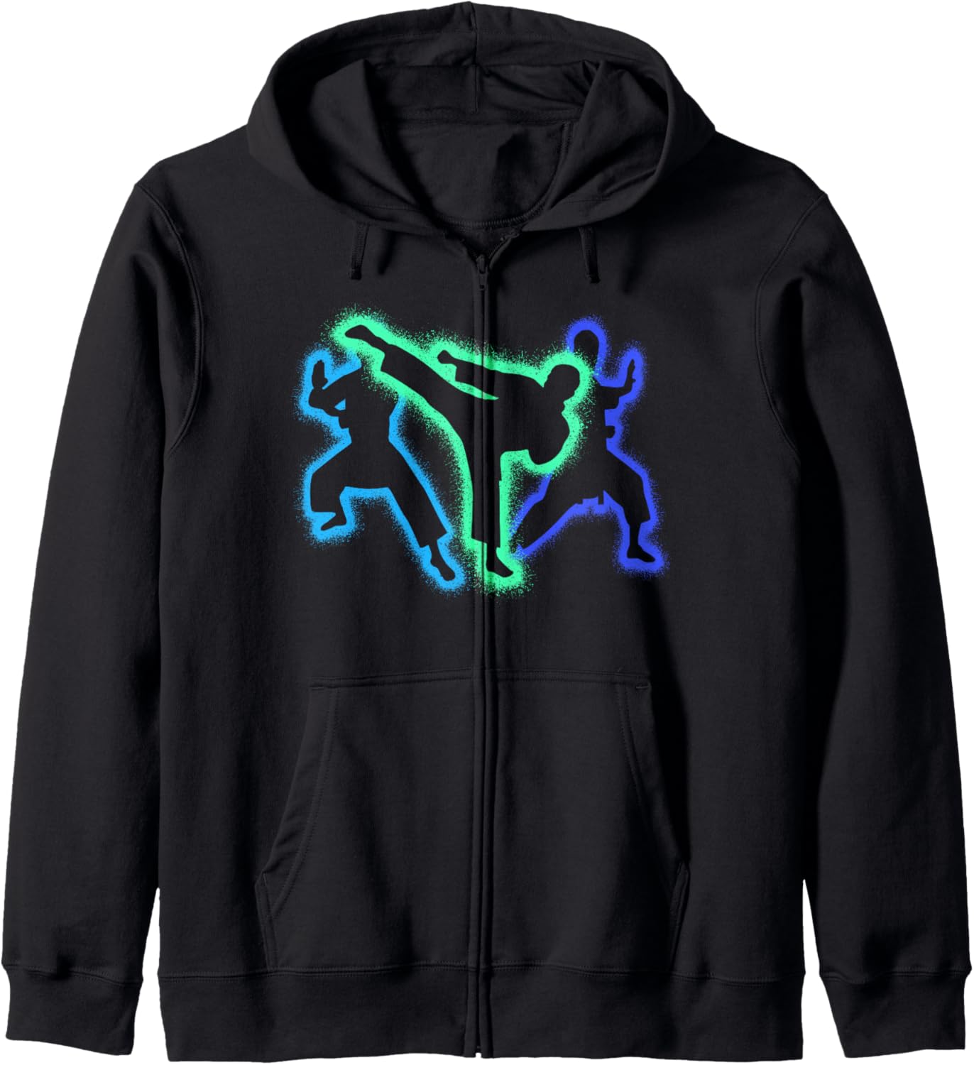 Taekwondo Martial Arts Silhouettes Kids Men Boys Karate Zip Hoodie