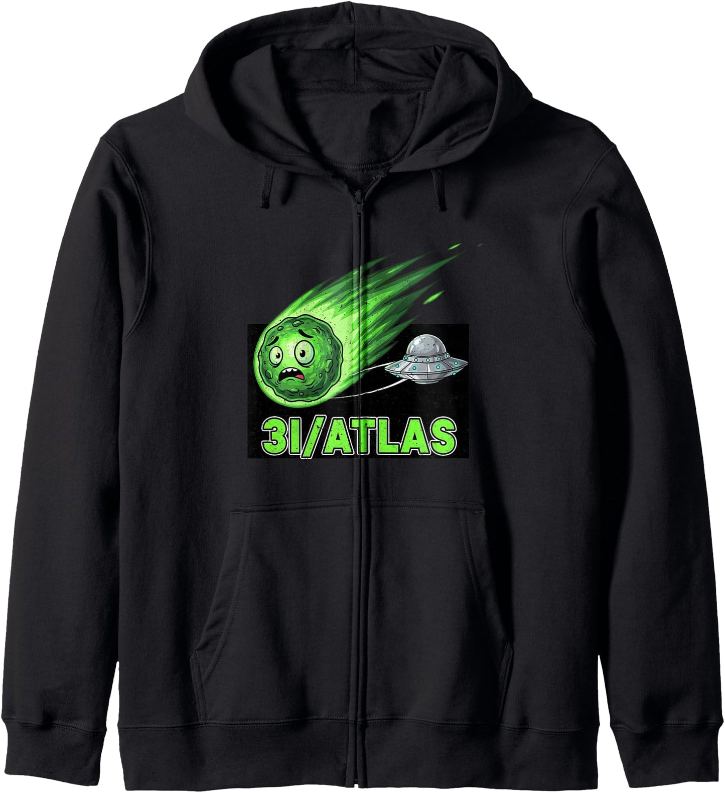 Funny 3I Atlas Comet UFO Cosmic Mystery Zip Hoodie