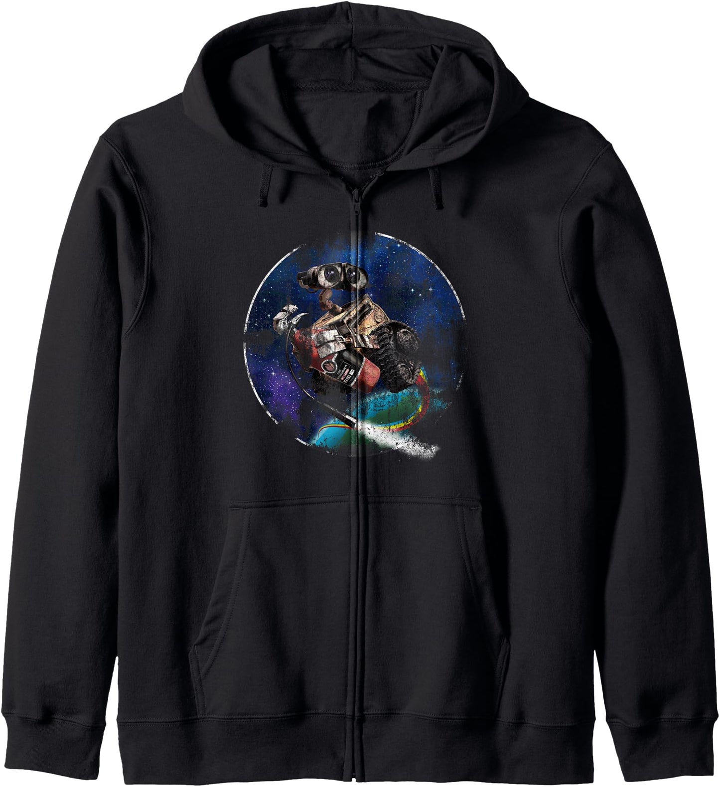 Disney Pixar WALL-E Rainbow Streak Space Flight Distressed Zip Hoodie