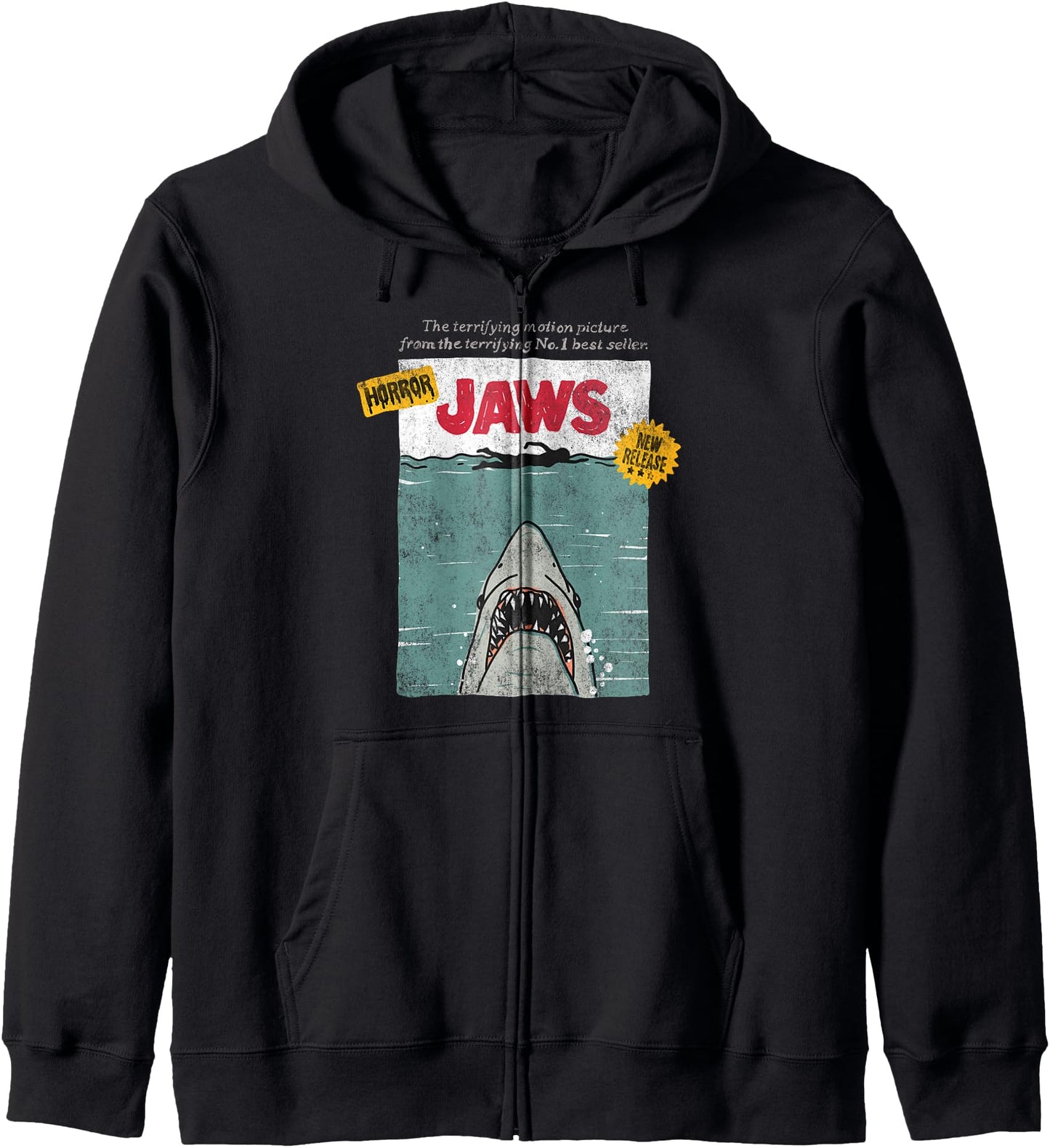Jaws Classic Movie Poster Drawing Zip Hoodie