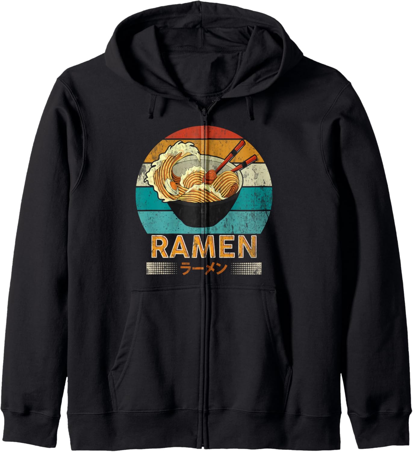 Ramen Retro Style Vintage Anime Japanese Girls Boys Teenage Zip Hoodie