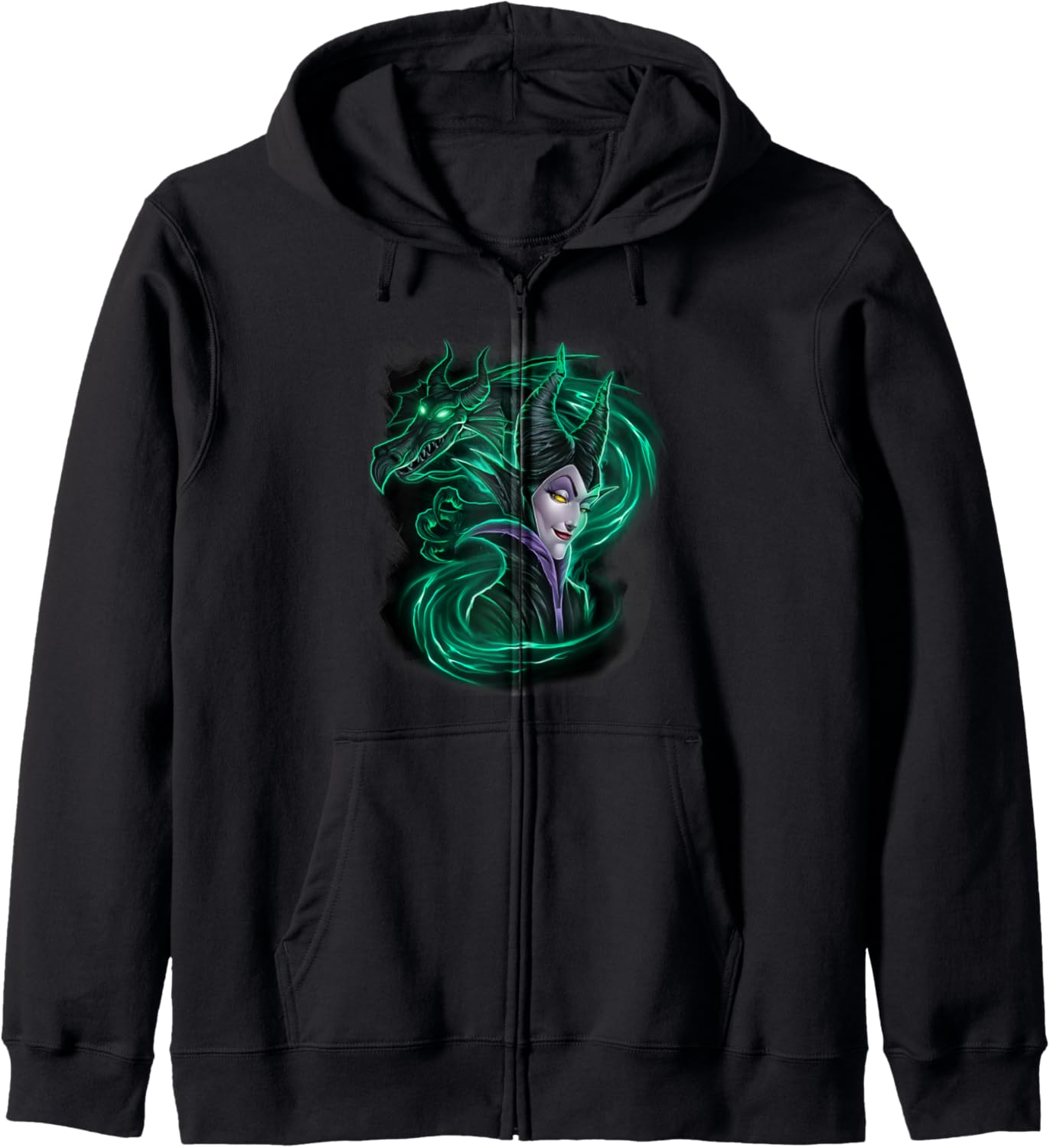 Disney Sleeping Beauty Maleficent Green Dragon Portrait Zip Hoodie