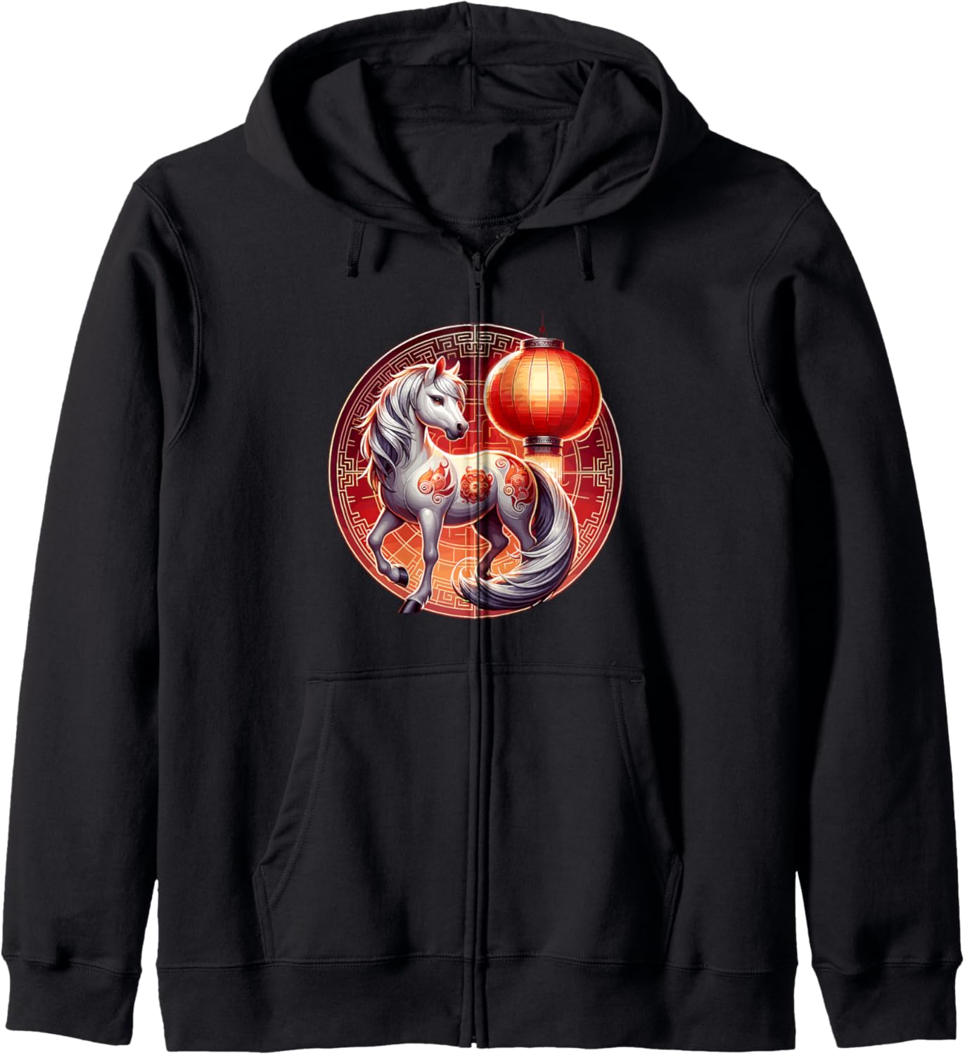 Chinese Year of the Horse Zodiac Zip Hoodie
