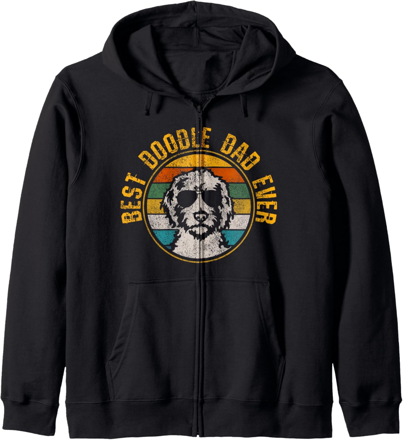 Best Doodle Dad Ever Vintage Goldendoodle Golden Doodle Gift Zip Hoodie
