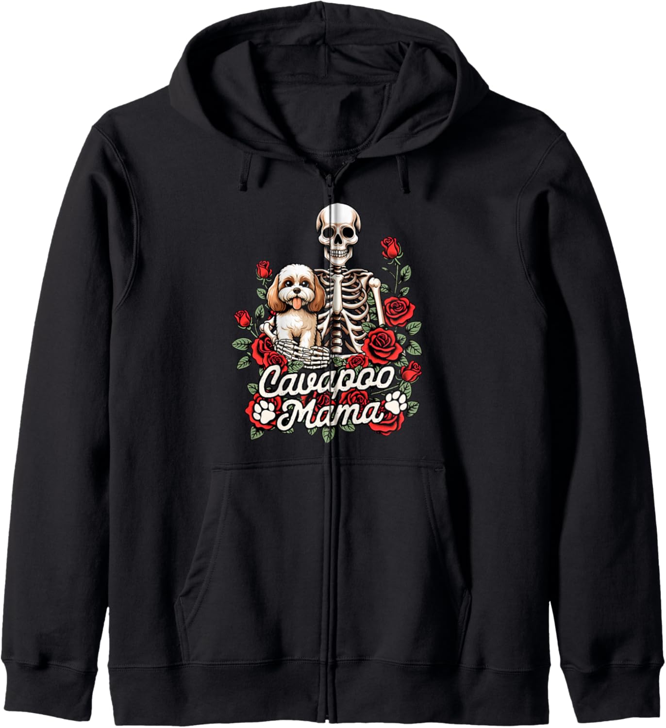 Cavapoo Mom Skeleton Dog Mom Dog Owner Cavapoo Mama Zip Hoodie