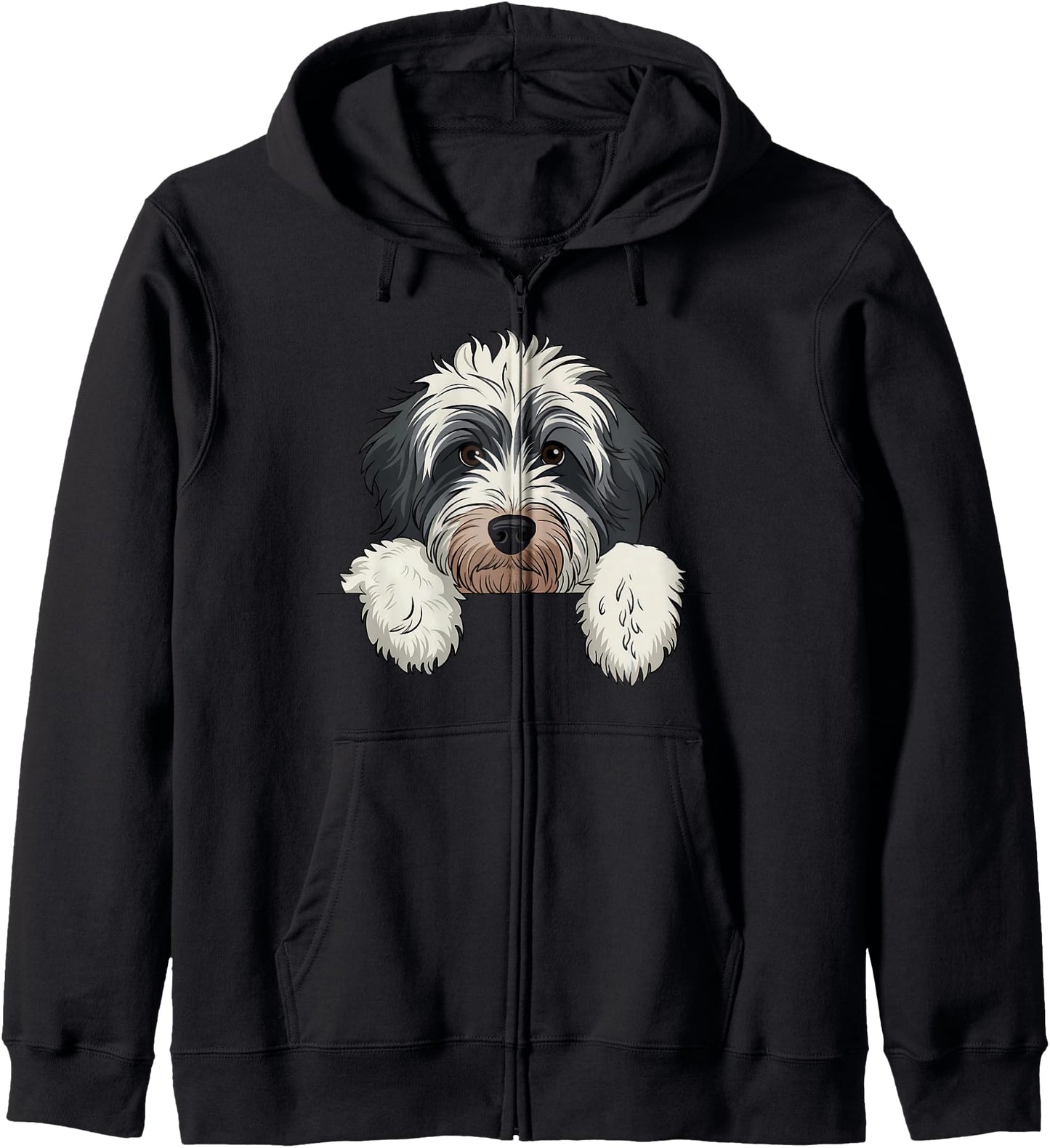 Cute Bernedoodle Peeking Doodle Puppy Dog Lover Men Women Zip Hoodie