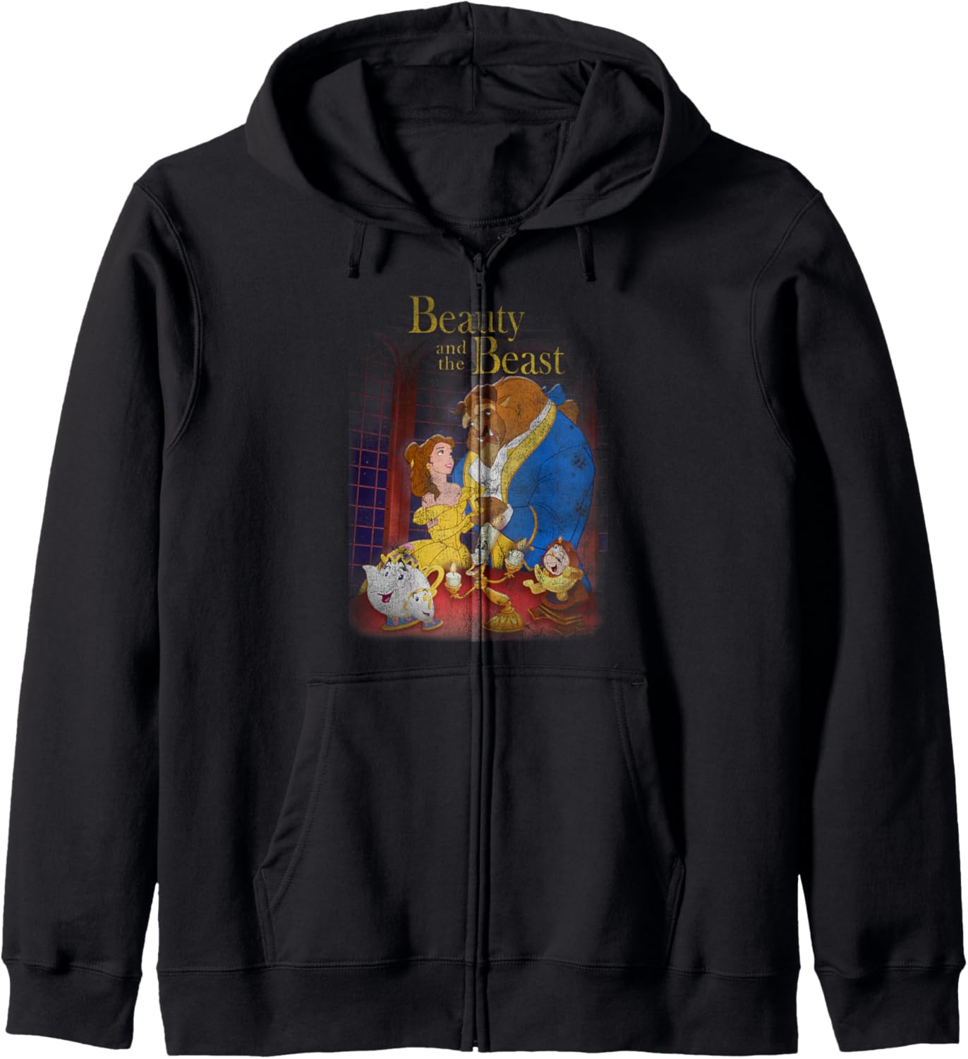 Disney Beauty And The Beast Faded Movie Poster Zip Hoodie