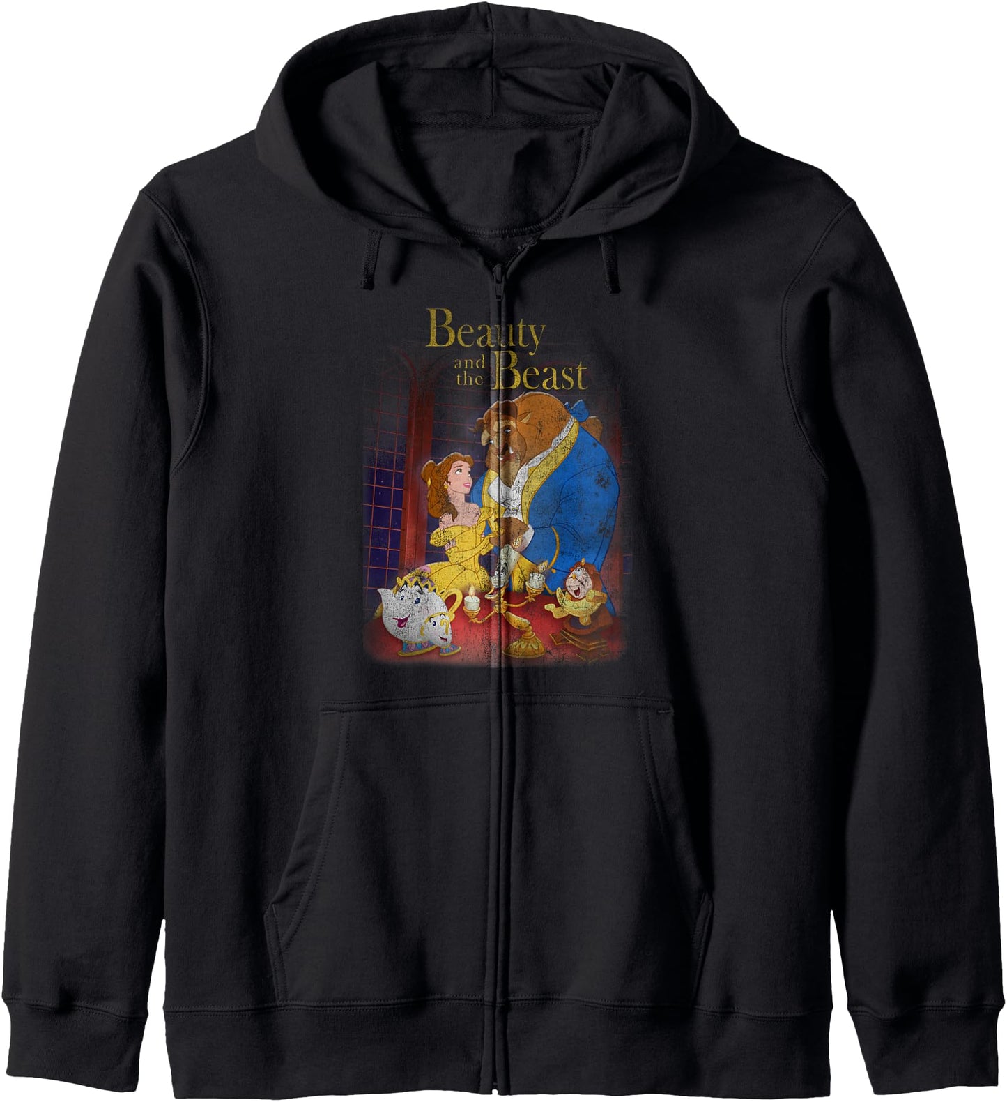 Disney Beauty And The Beast Faded Movie Poster Zip Hoodie
