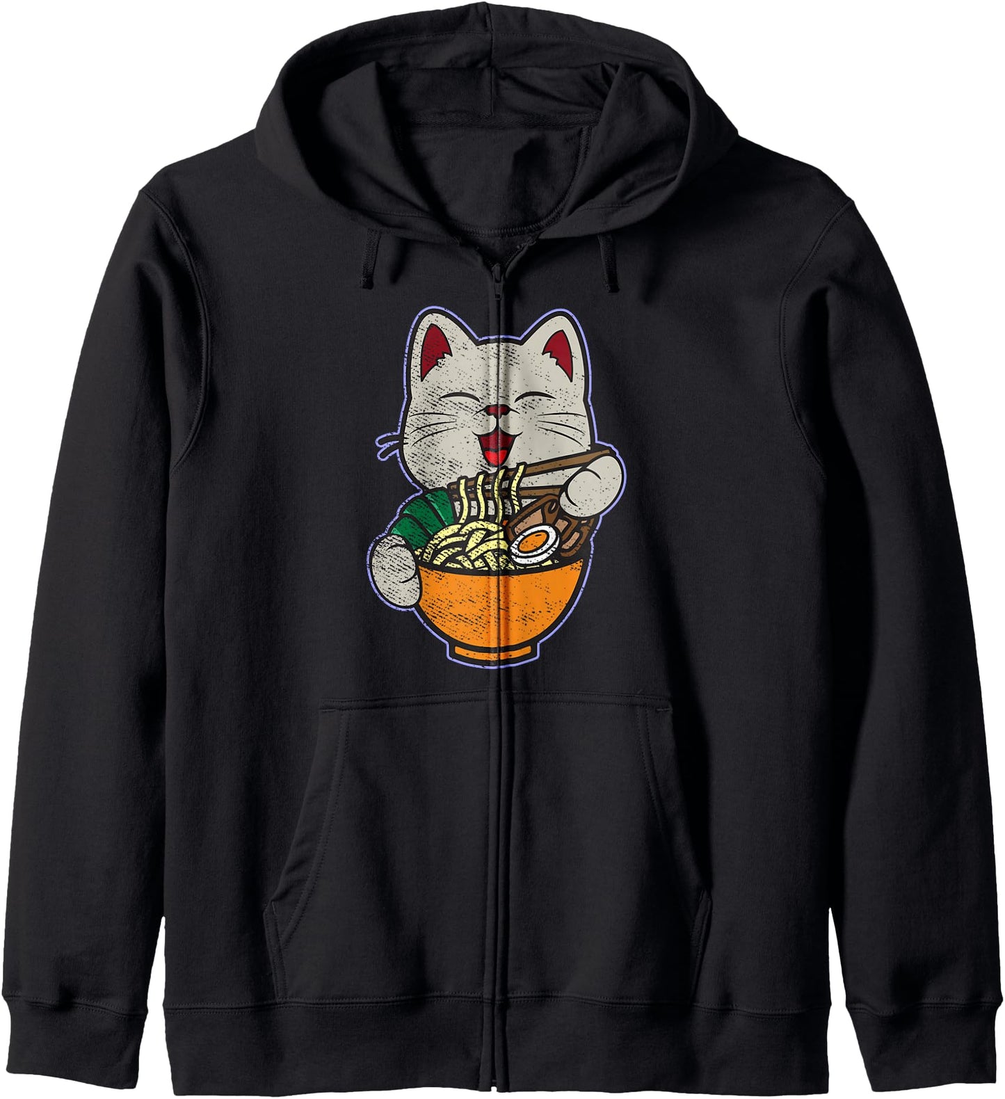 Japanese Noodles Happy Ramen Kitty Cat Otaku Kawaii Anime Hoodie