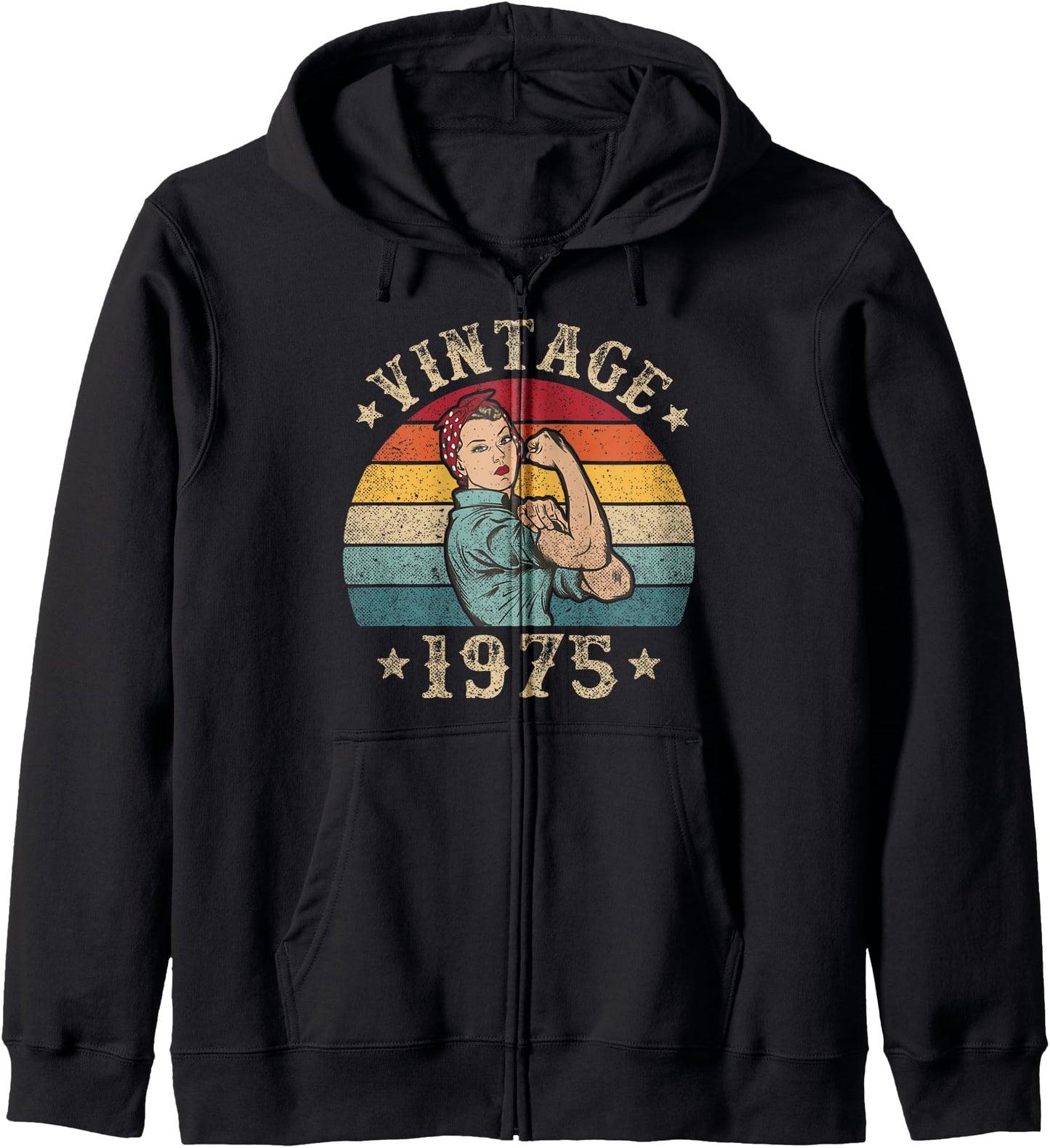 50th Birthday Vintage 1975 Merch Women 50 Years Old Zip Hoodie