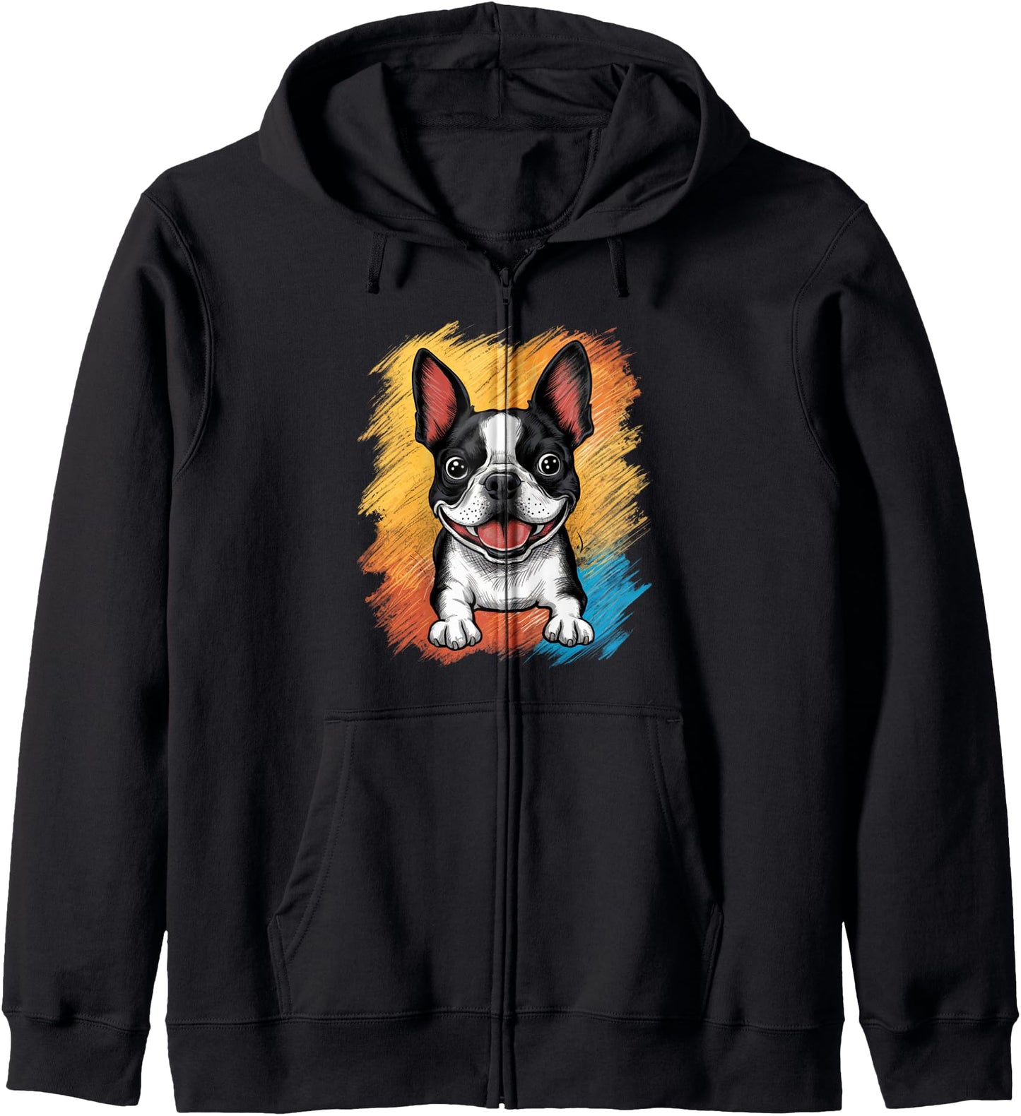Cute cartoon Boston Terrier Zip Hoodie