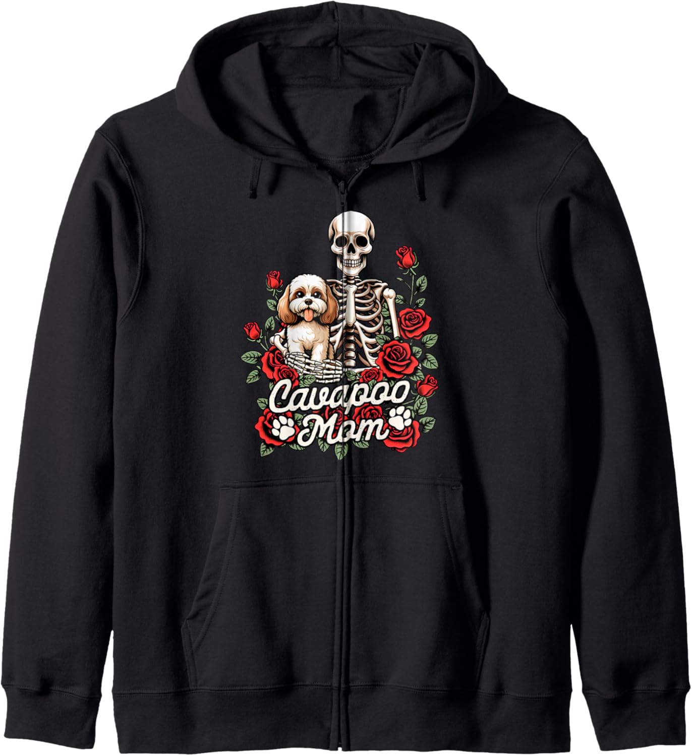 Cavapoo Mama Skeleton Dog Mom Dog Owner Cavapoo Mom Zip Hoodie