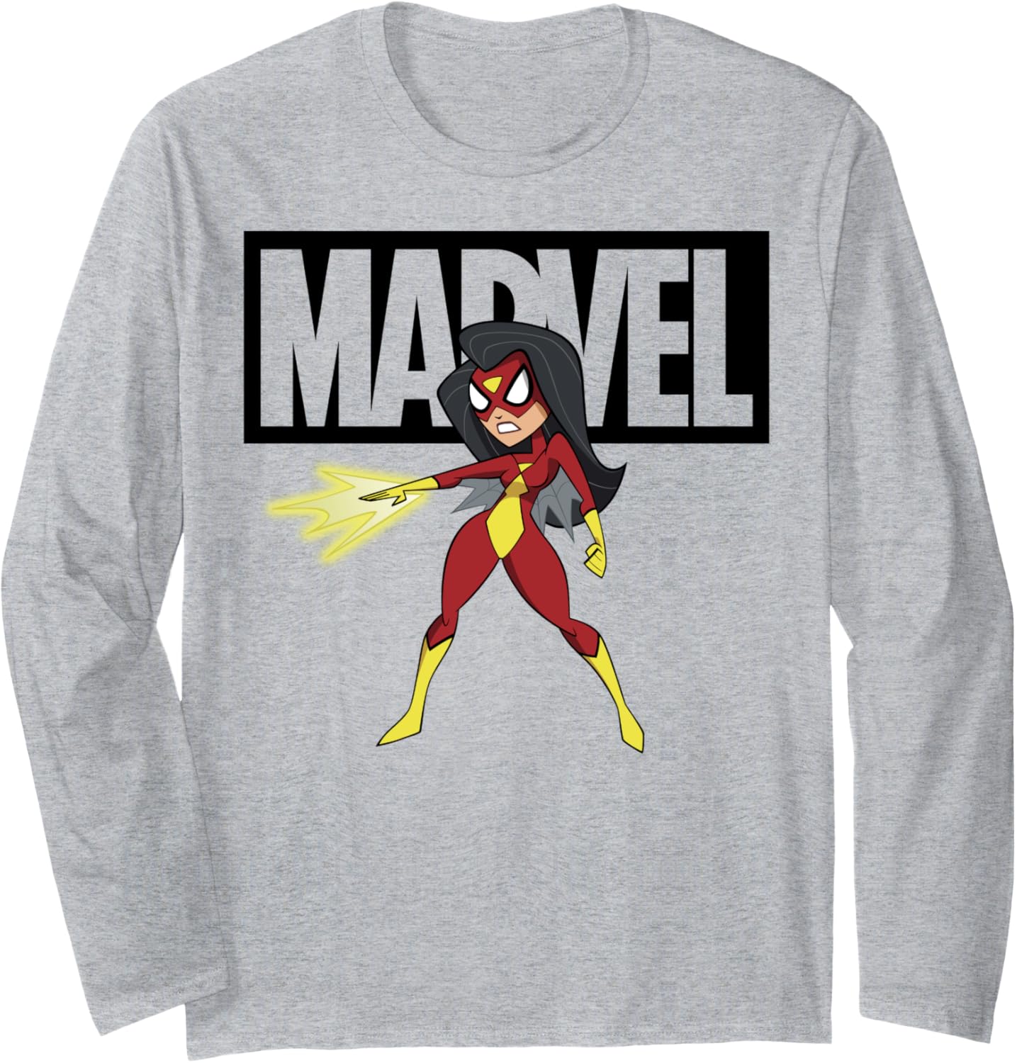 Marvel Spider-Woman Chibi Action Pose Logo Outline Long Sleeve