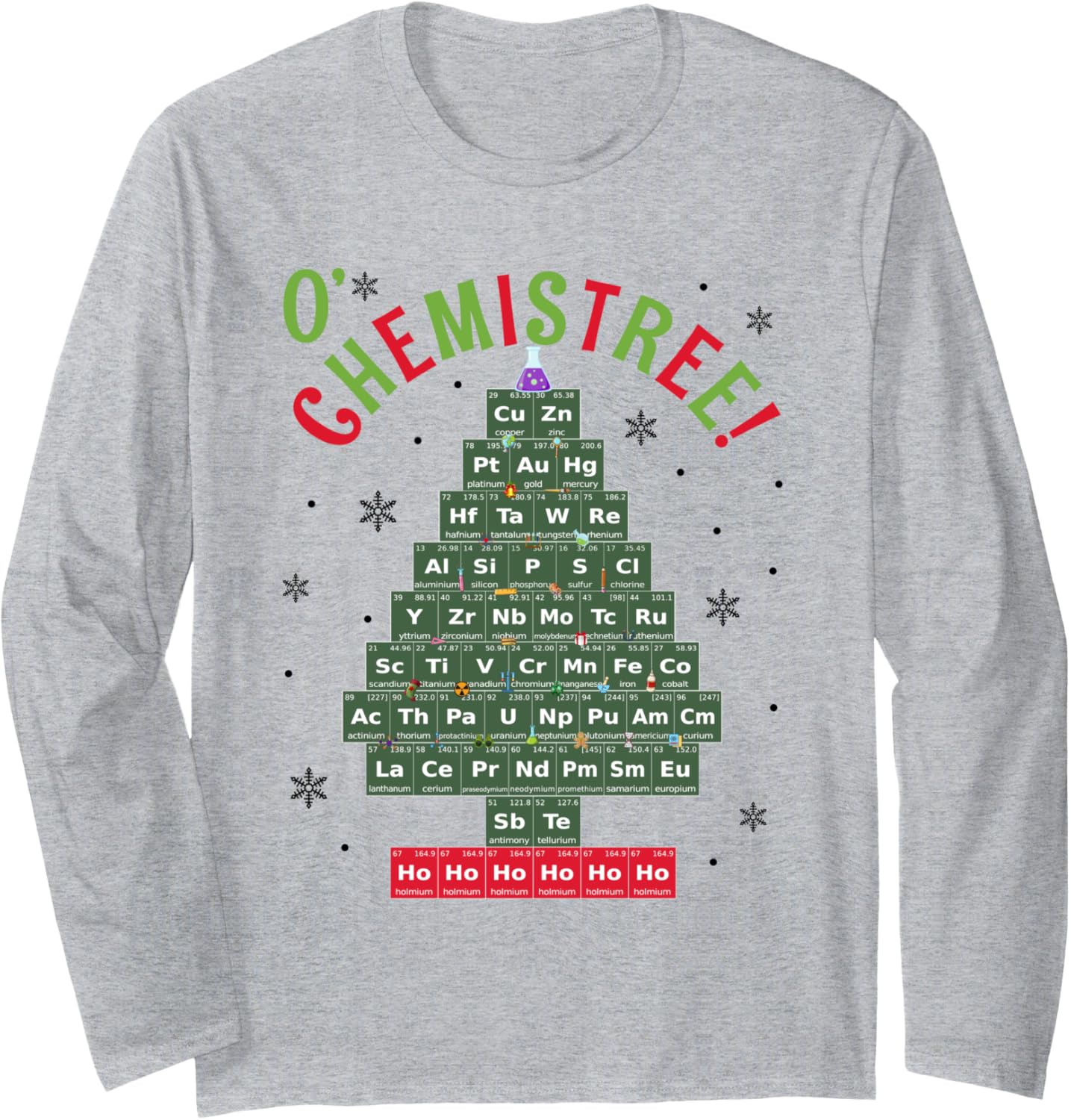 Science Teacher Scientist O' Chemistree Christmas Tree Xmas Long Sleeve