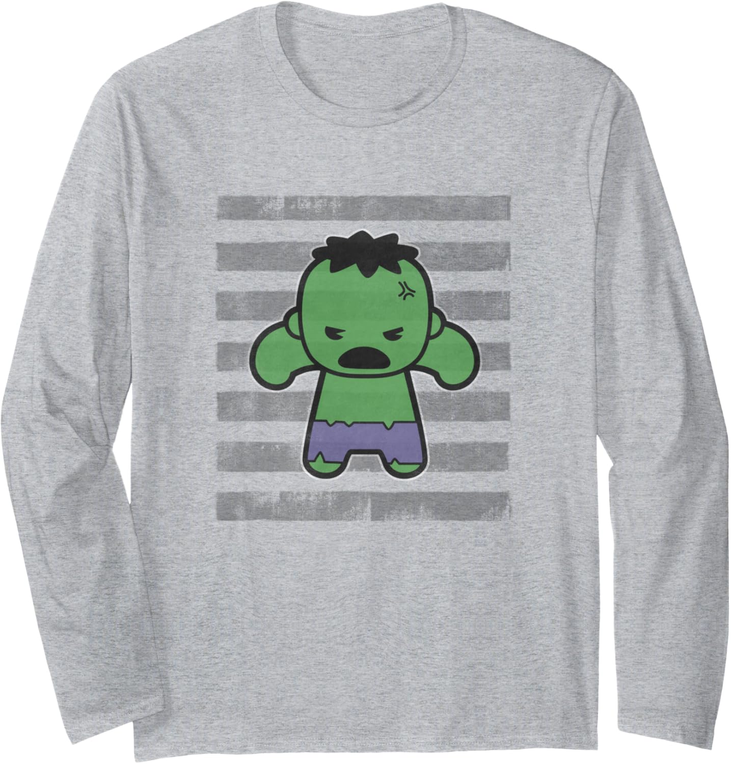 Marvel Kawaii Chibi The Incredible Hulk Angry Portrait Long Sleeve