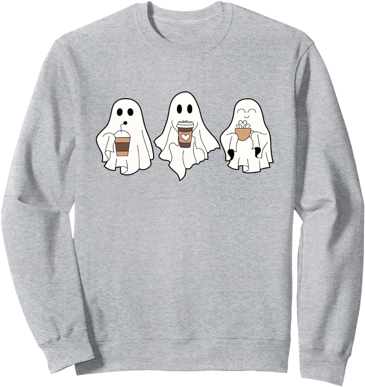 Cute Ghost Drinking Coffee Halloween Ghost Ice Coffee Womens Sweatshirt
