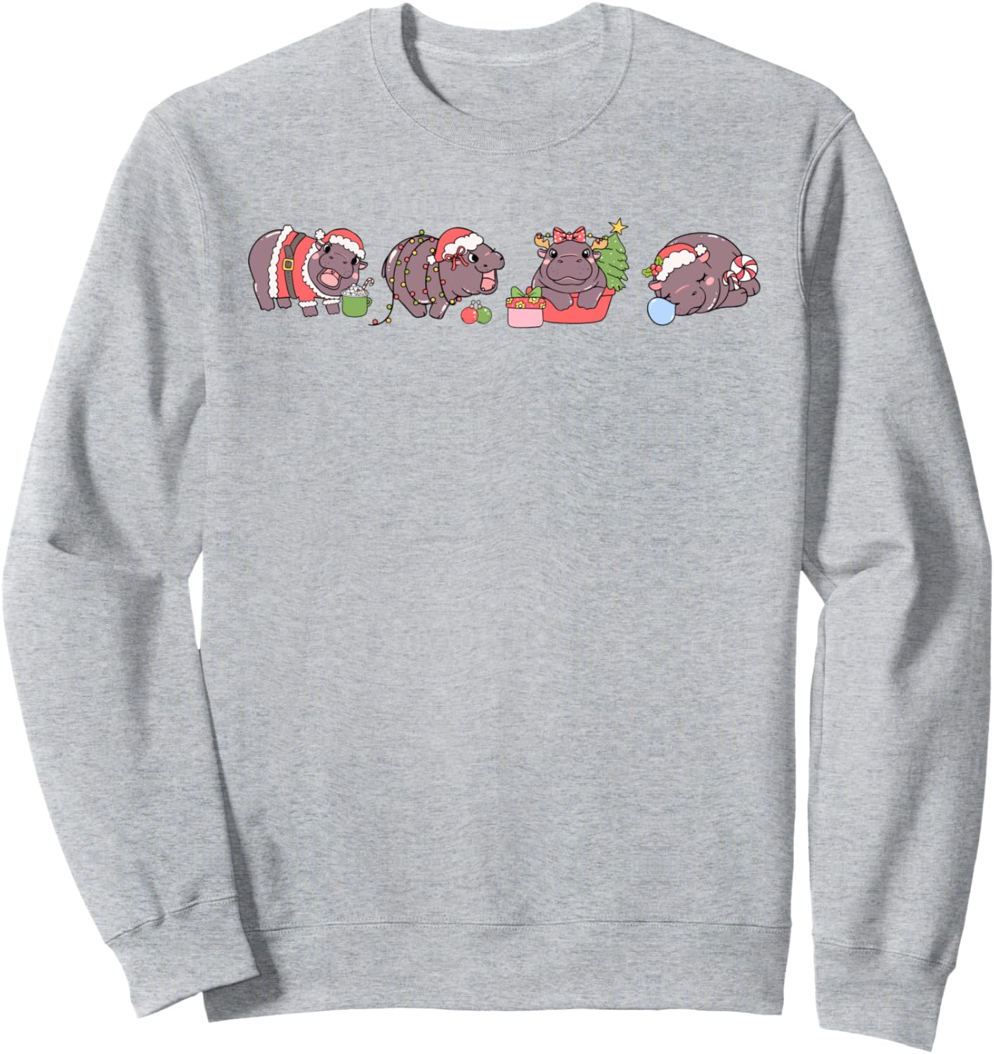 Moo Deng Christmas Pygmy Hippo Hippopotamus Coquette Holiday Sweatshirt