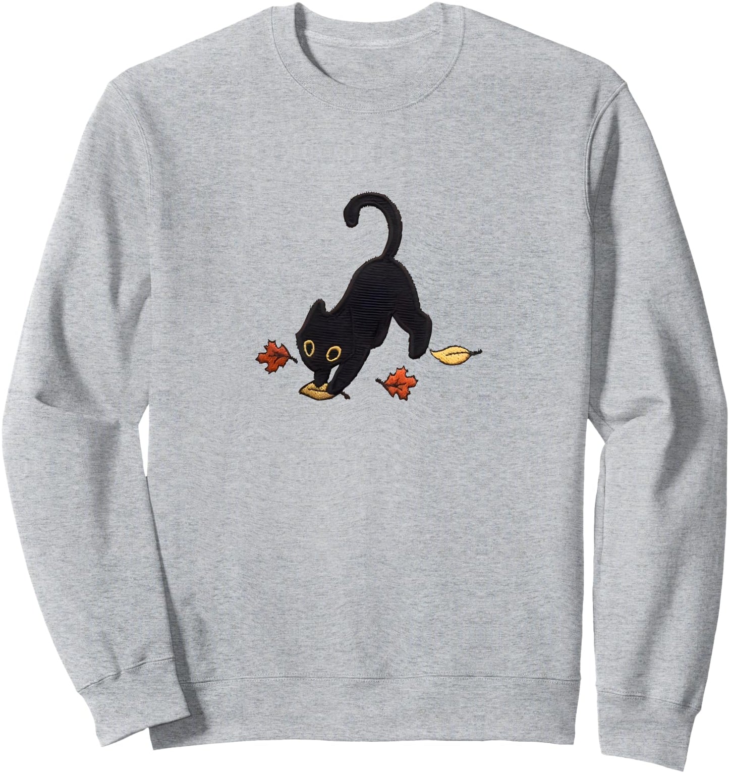 cute black cat pouncing leaves Sweatshirt